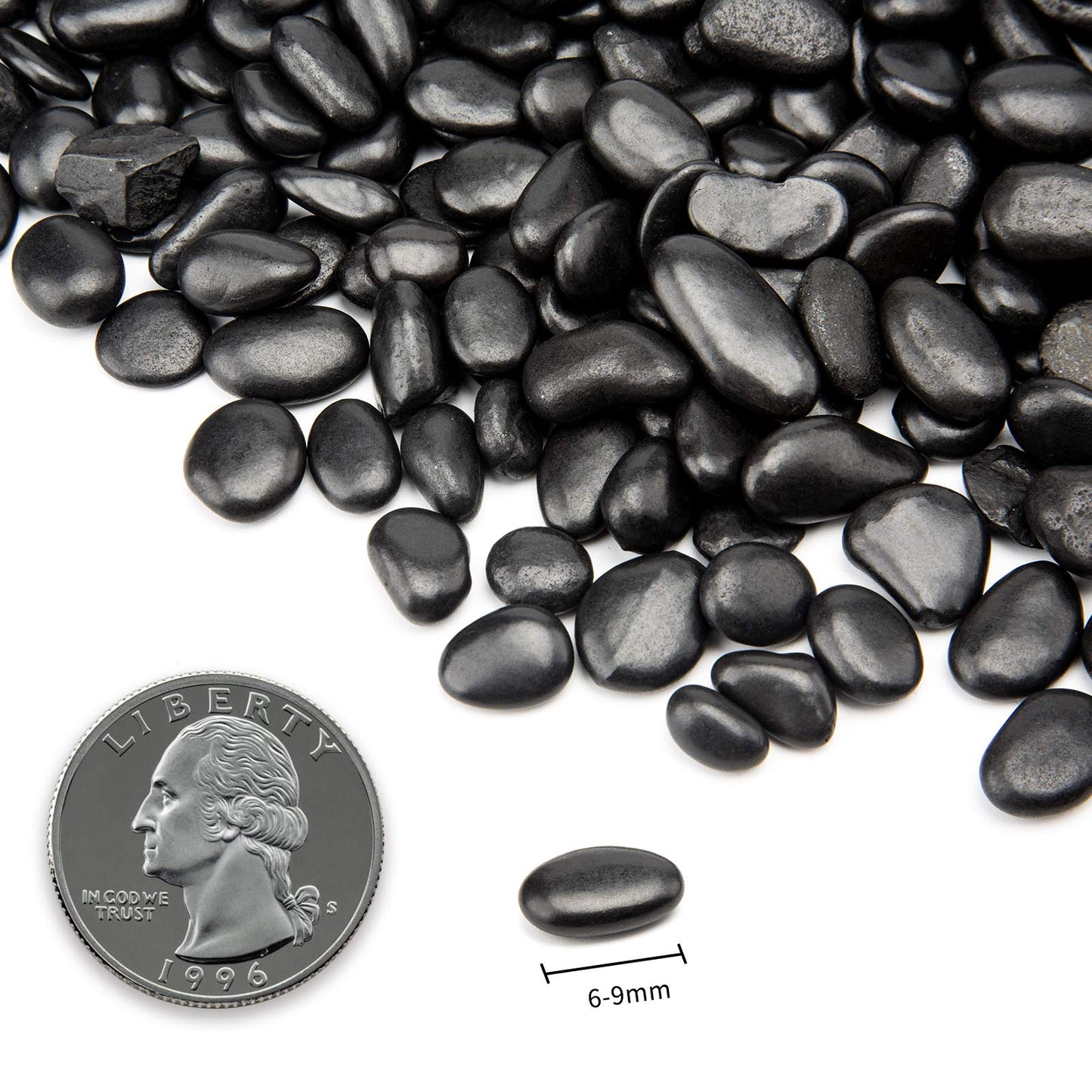 Black Small Pebbles - Decorative Gravel Rock Plant Stones,3/8" Natural Polished Stones Succulent Gravel,Pebbles Gravel for Bamboo Plants,Succulent,Home Decor,Landscaping,Vase Fillers.