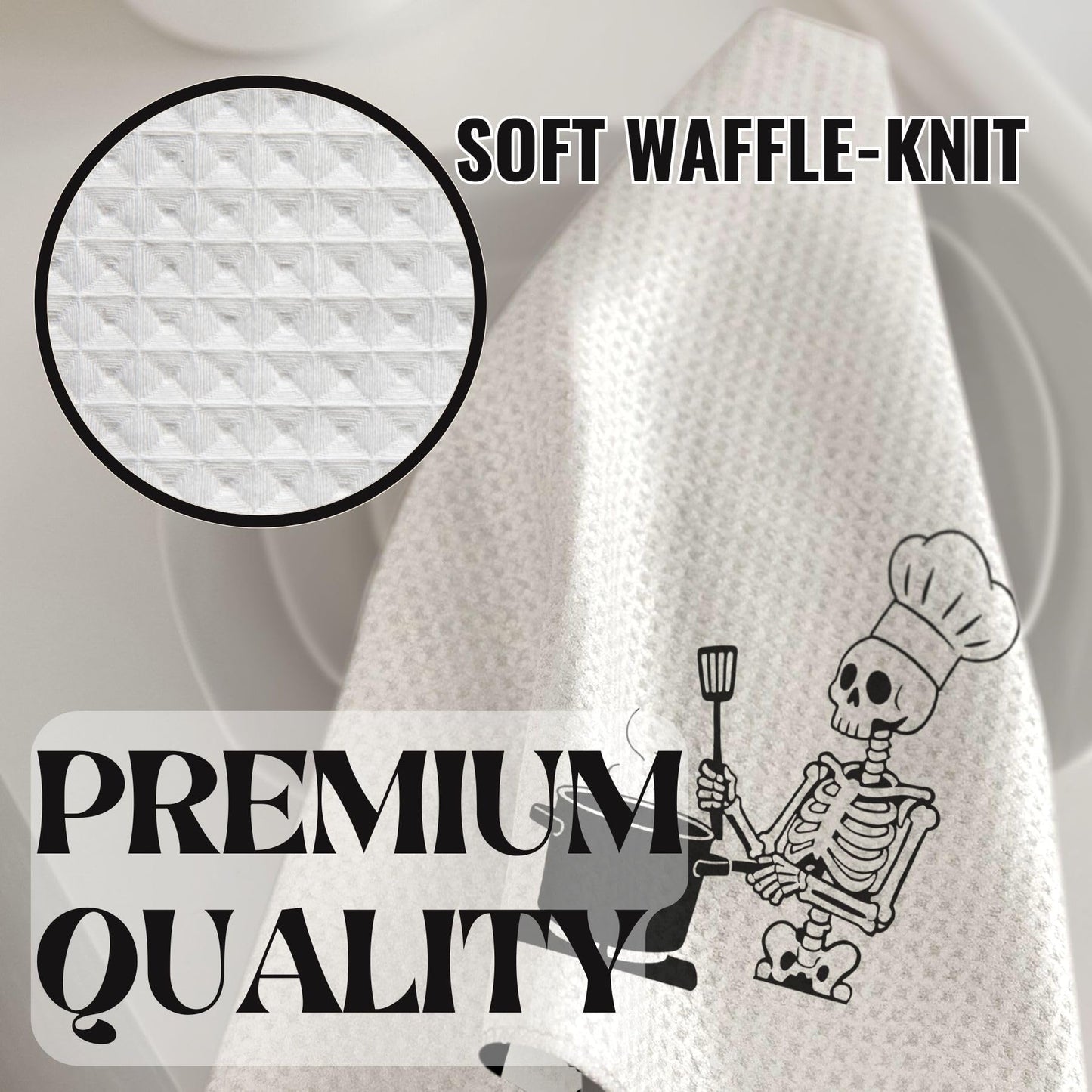 InnoBeta Skull Gifts for Women, Hand Towel Gifts for Skull Lovers, Kitchen Towel Set, Soft Waffle-Knit, 16x24 Inches Microfiber Dish Tea Towel, 2 Pack