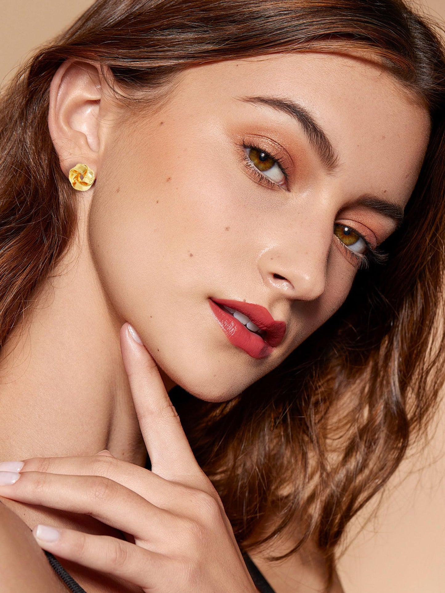 14K Gold Plated Earrings Stud for Womens Small Knot Earrings Golden Twisted Love Knot Jewelry