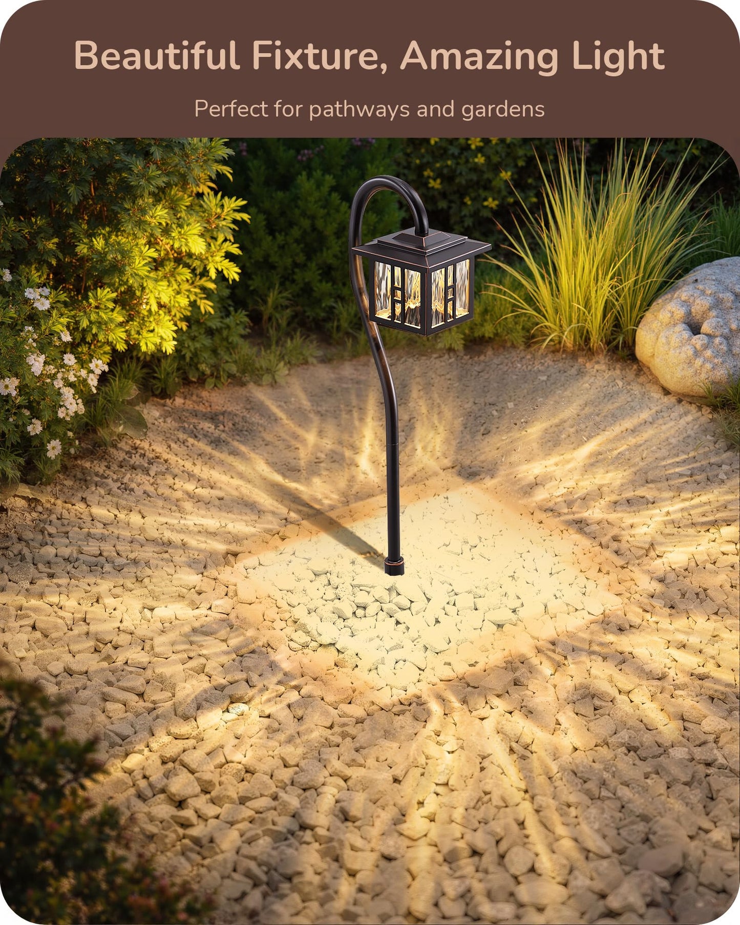 EDISHINE Low Voltage Landscape Lighting, 3W 185LM Oil-Rubbed Bronze Outdoor Landscape Path Lights, Low Voltage Pathway Lights for Garden Driveway, Die-Cast Aluminum, 50,000H, 6-Pack