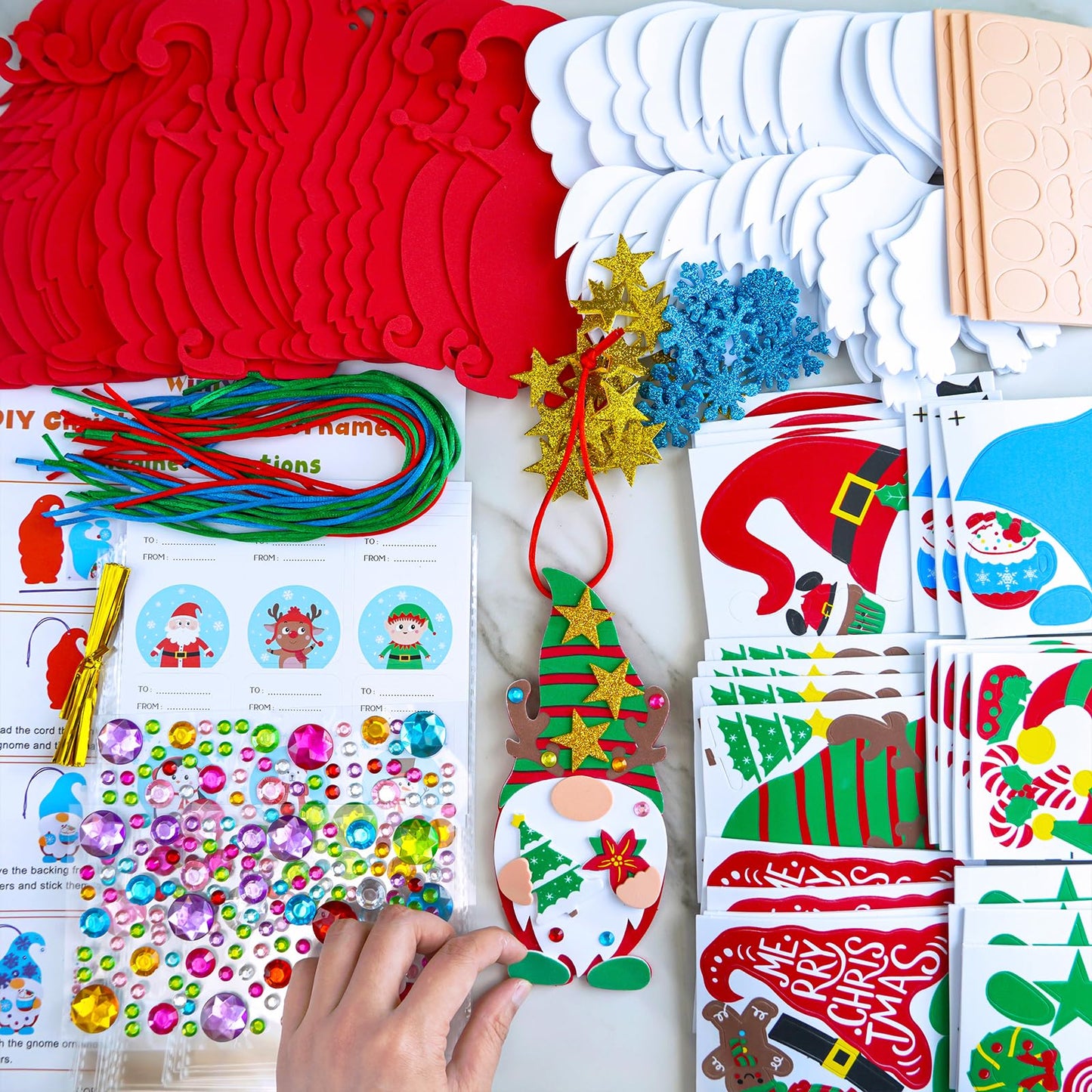 Winlyn 24 Sets Christmas Craft Kits - Winter Crafts DIY Gnome Ornaments & Decorations Art Sets with Foam Stickers for Kids Holiday Seasonal Home & Classroom Activities Party Favors