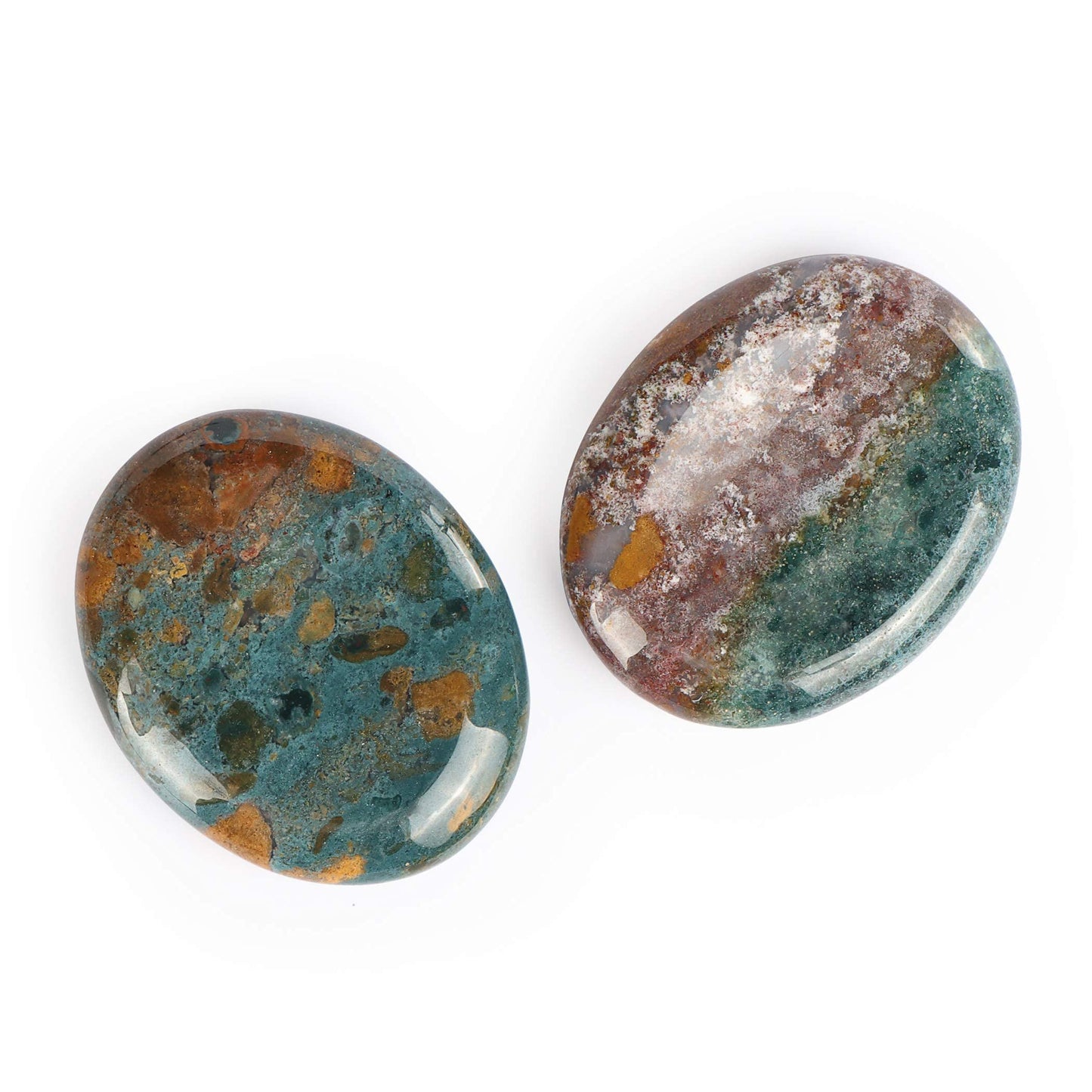 Artistone 2.0" Ocean Jasper Crystal Thumb Worry Stones for Anxiety,Polished Gemstone Reiki Healing Palm Chakra Stones for Meditation,Inspiration,Yoga,Stress