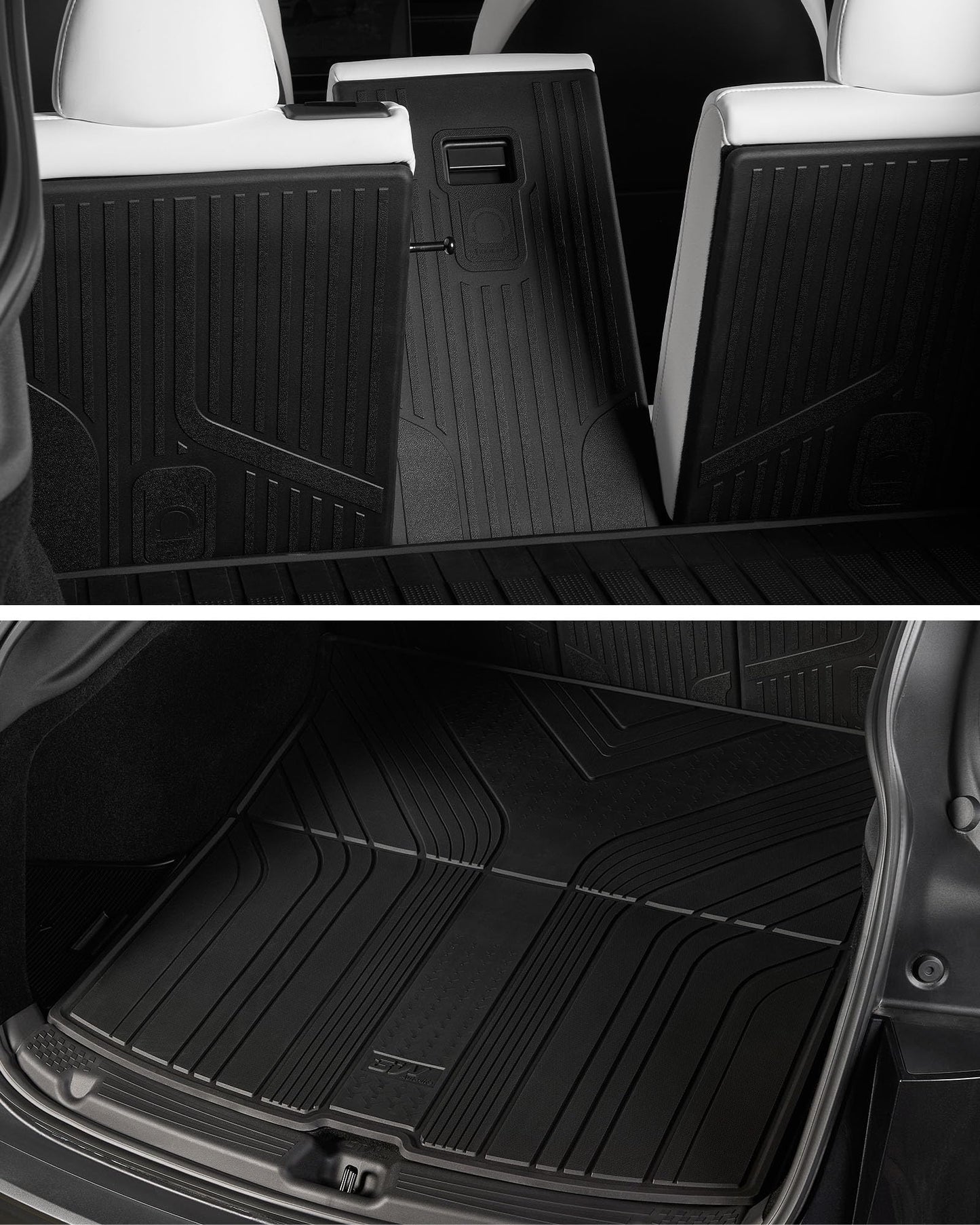 3W 2025 2026 Tesla Model Y Juniper Floor Mats with Rear Cargo Mat & Backrest Mat TPE Anti-Slip All Weather Accessories, Vigormold™