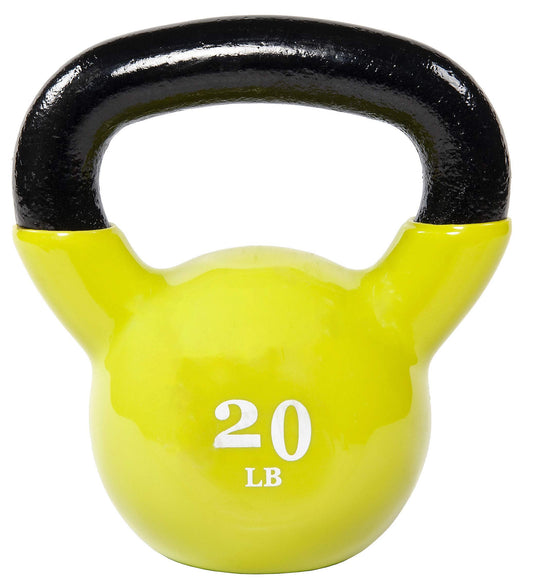 Fitvids All-Purpose Color Vinyl Coated Kettlebell, 5-50 Pounds, Yellow