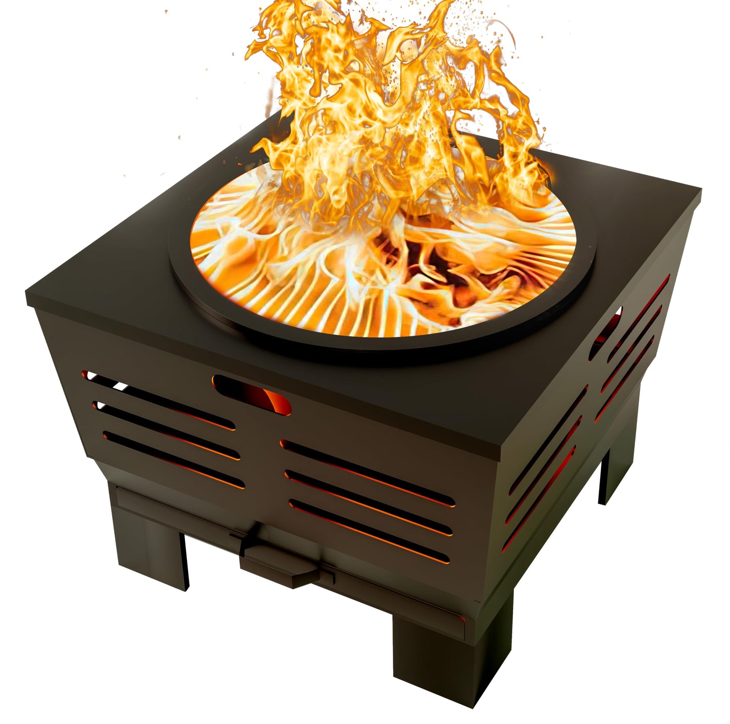 Fire Beauty Fire Pit with Stand,Smokeless Wood Burning Firepit with Ash Pan,Portable Outdoor Firepit with Cooking Grate & Poker For Camping,Backyard|L:23''xW:23''xH:19'',28.6lbs