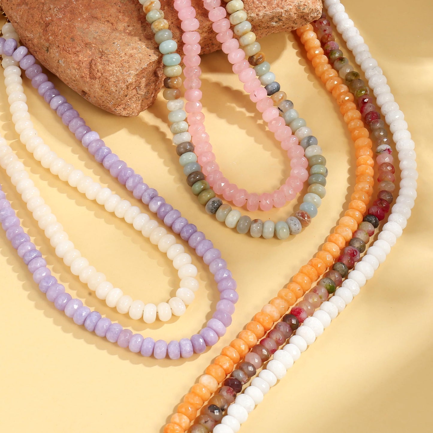 Badu Gray Gemstone Beaded Necklace for Women Natural Stone Bead Beach Choker Necklace Fashion Trendy Jewelry Gifts