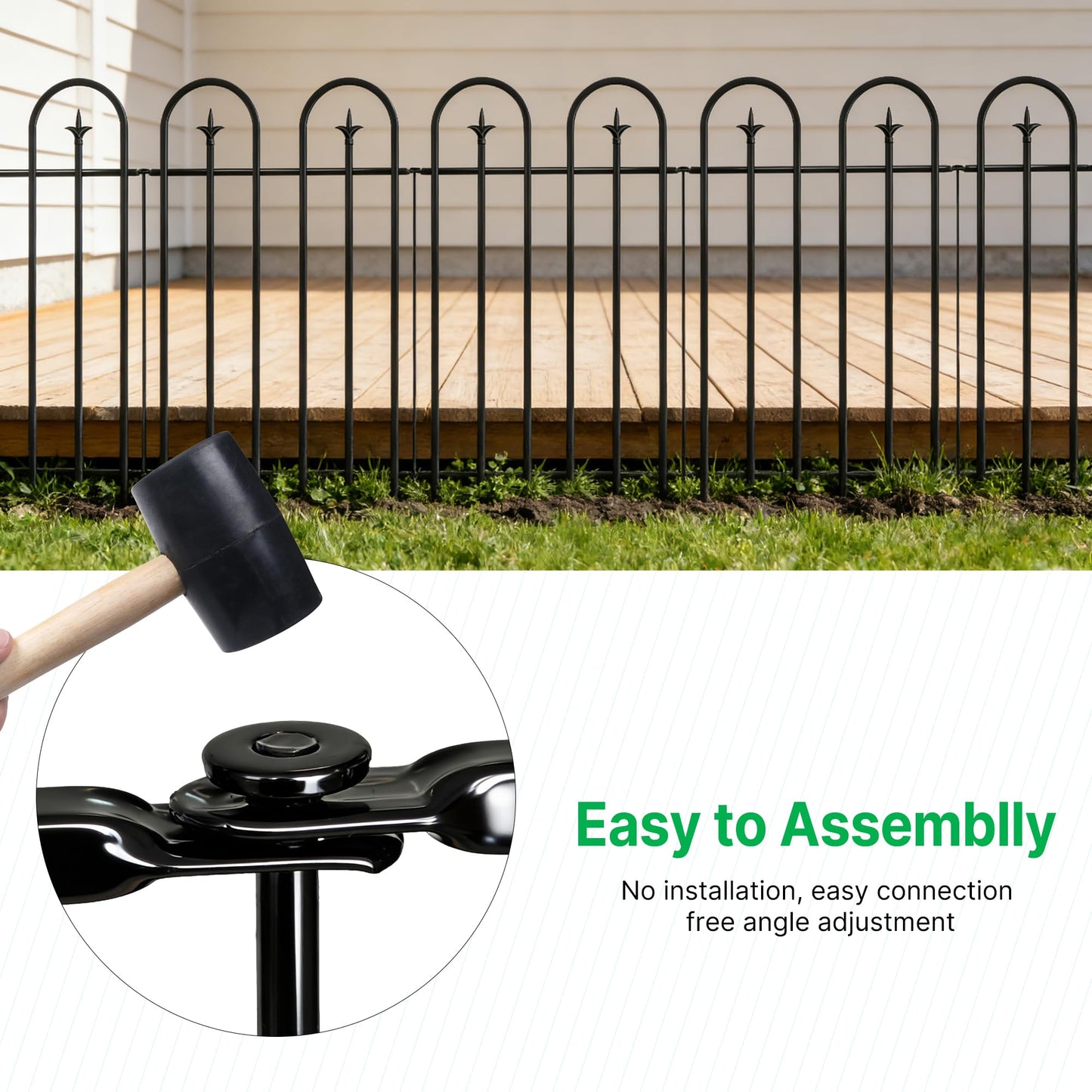 ARIFARO 36" H x 28" W No Dig Garden Fence, 5 Panels 11.6ft Black Metal Decorative Fence, Rustproof Easy Assembly Garden Border for Flower Bed, Yard, Patio