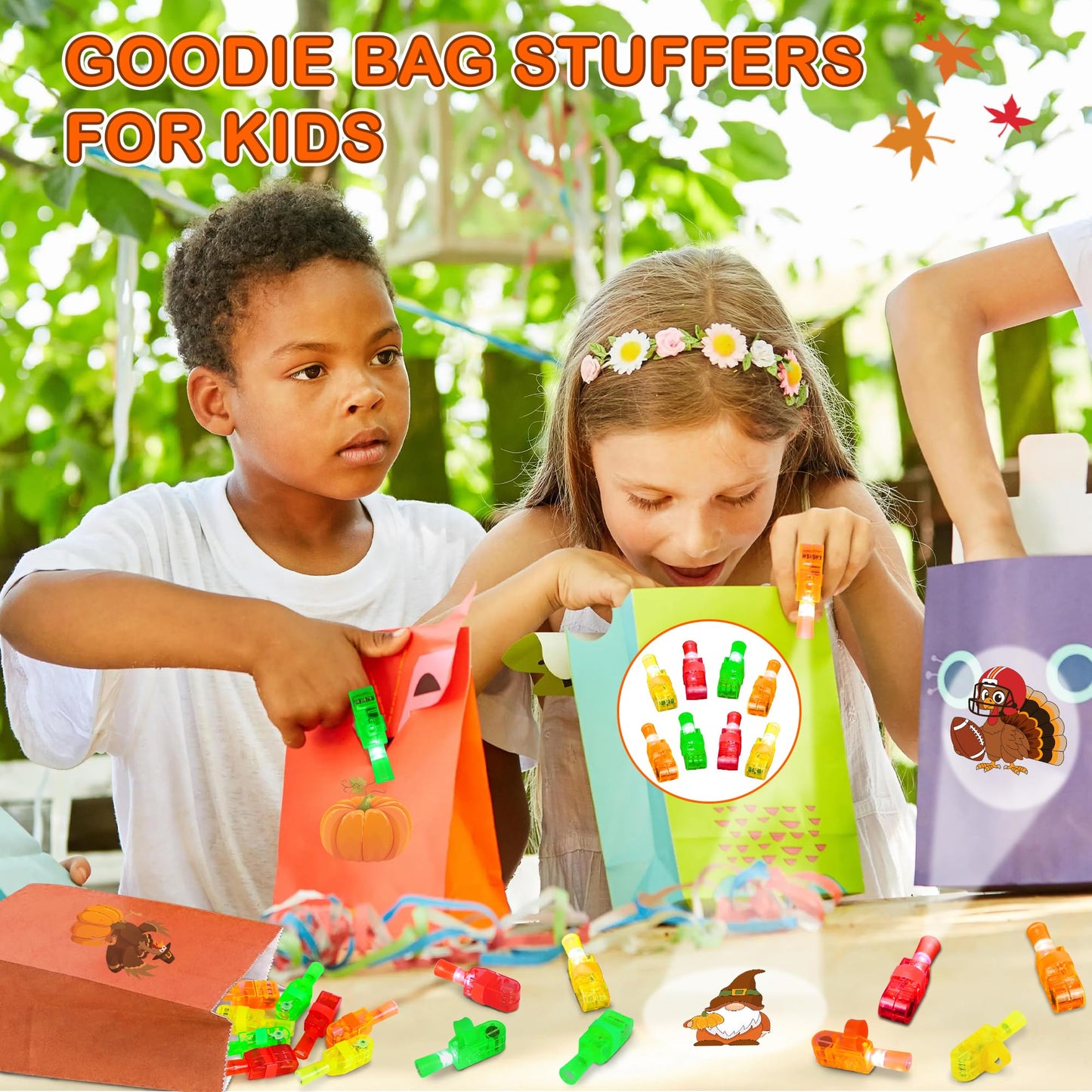 Fall Thanksgiving Party Favors, 32 Pcs Finger Lights for Kids Fall Festival Prizes Treats Pumpkin Turkey Light Up Toys Bulk Goodie Bag Stuffers Pinata Fillers Thanksgiving Party Decorations Supplies