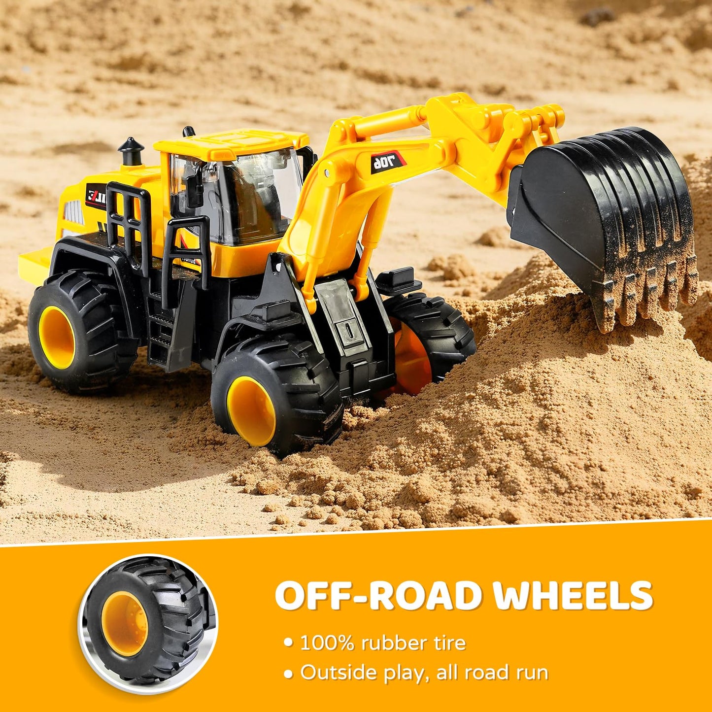 Beestech Construction Truck Toys for 3 4 5 6 7 8 Years Old Boys, Truck Vehicles Sand Sandbox Beach Toys, Excavator Forklift Bulldozer Friction Powered