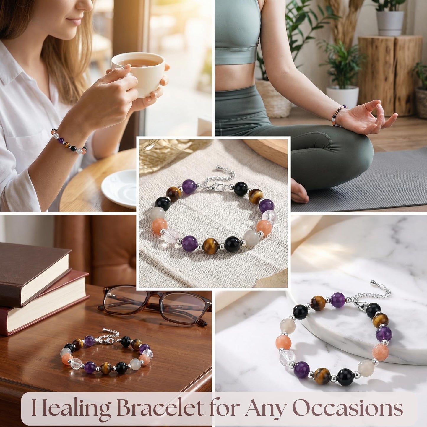 Chakra Bracelet for Women Gift for Bridesmaids, Birthday, YUGA Meditation | 6 Natural Chakra Stones for Energy, Protection & Balance | Crystal Healing Bracelet with Gift Box，new year bracelet