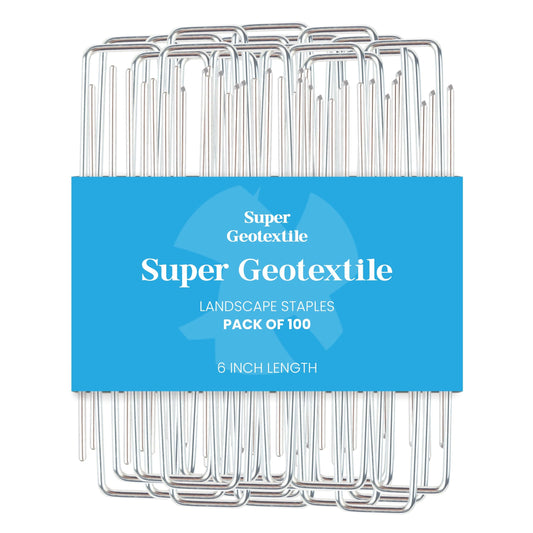 Super Geotextile Landscape Staples - Heavy Duty 11 Gauge Galvanized U-Shaped Sod Pins for Weed Barrier and Landscaping Fabric Stakes - 1" x 6" (100 pcs)