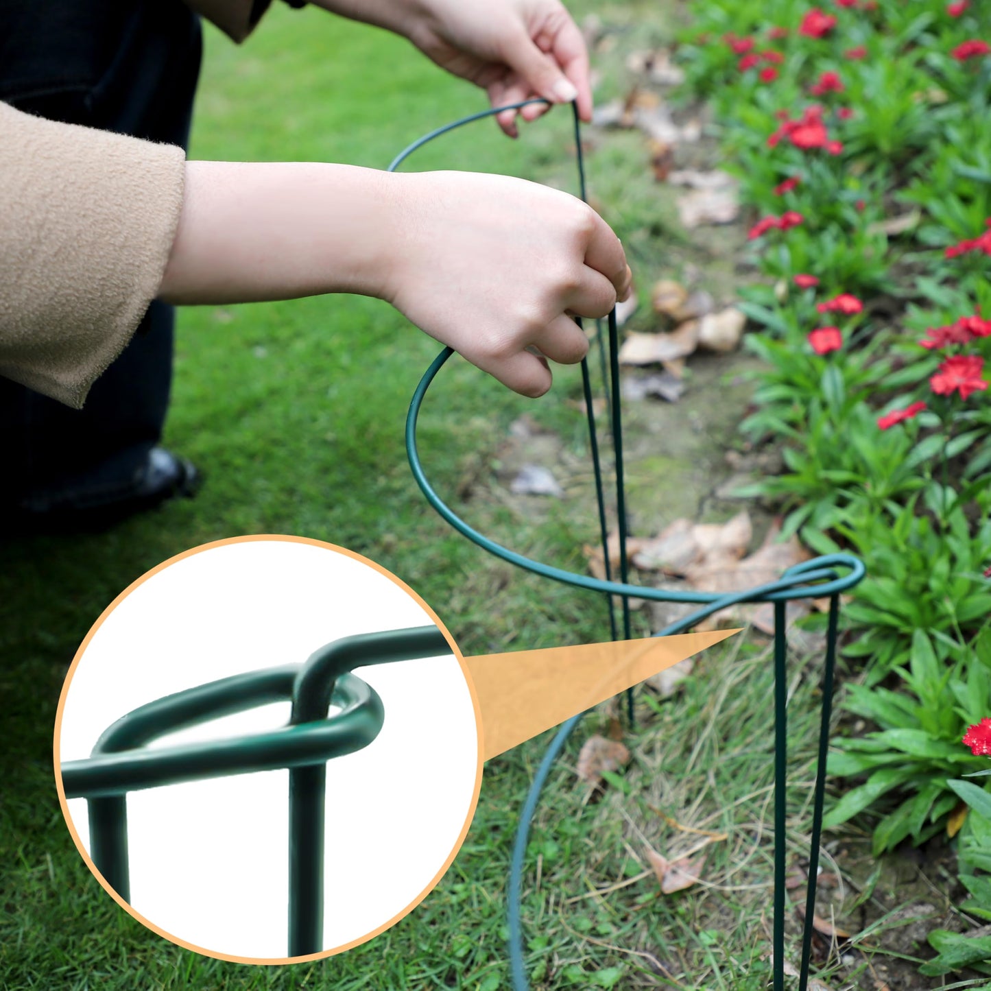 TCBWFY 20 Pack Plant Supports Stakes for Large Heavy Plants, 16"Hx10"D Peony Supports,Heavy Duty 4mm Wire Peony Cages,Interlock Garden Supports Ring Border Support,Plant Support Cage for Rose Flowers