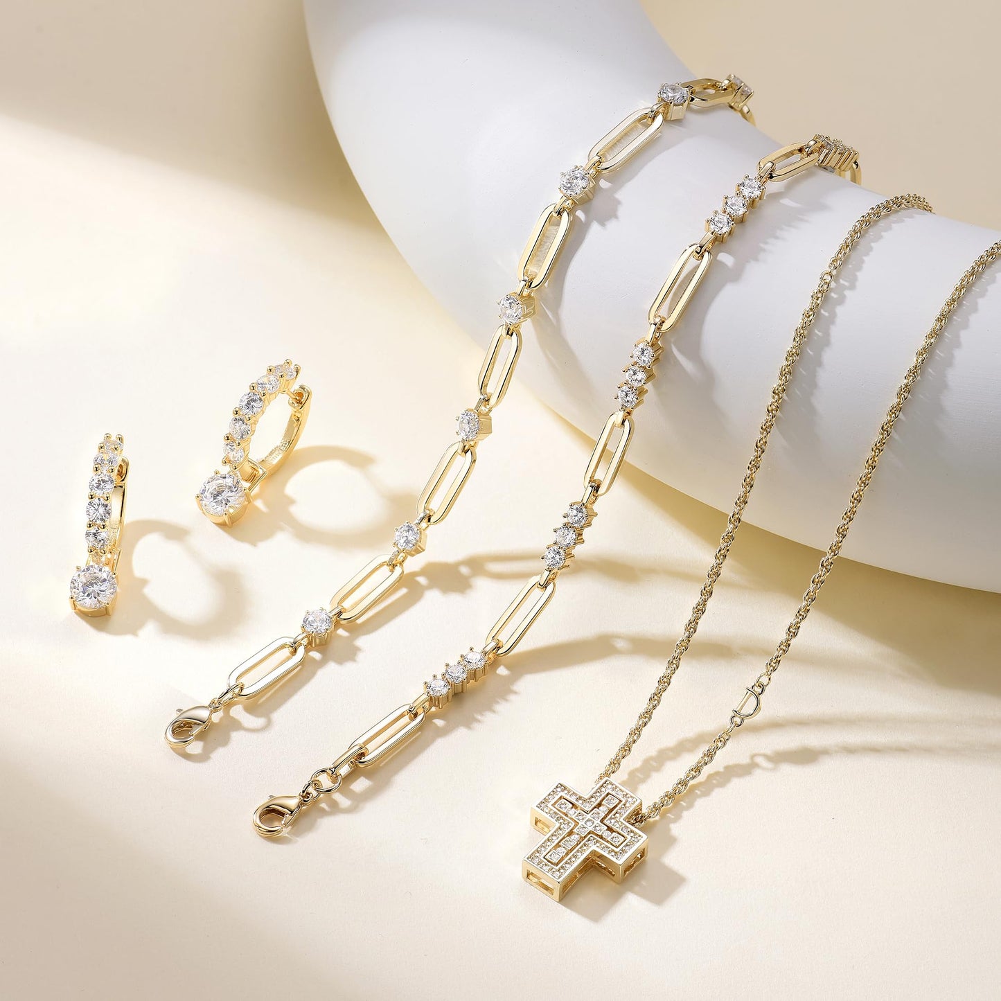 shinelab Paperclip Bracelet for Women Couple Bracelets with CZ Chain Strand Jewelry for Men_8.2inches
