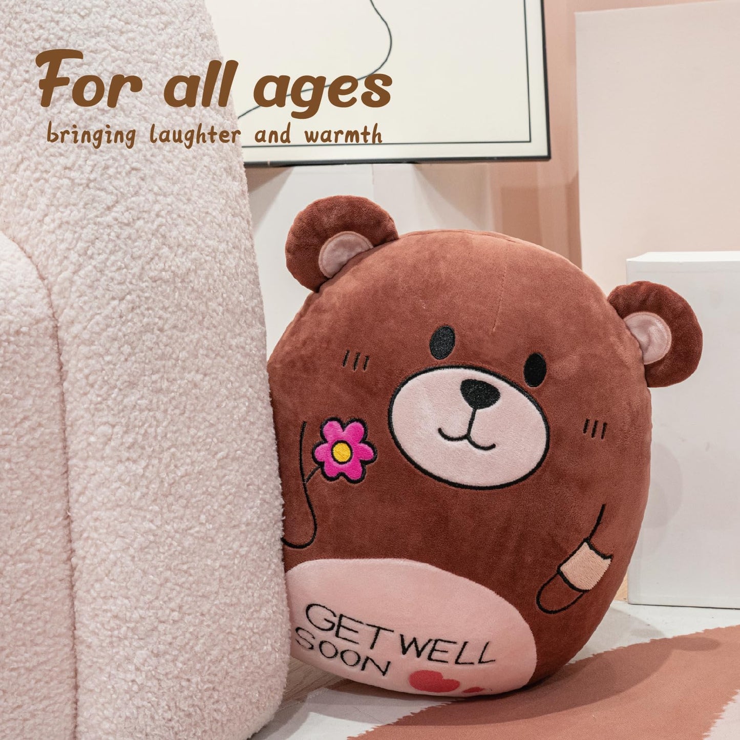 AmyToo 14.5“ Get Well Soon Teddy Bear Plush Pillow Soft Teddy Bear Stuffed Animal Body Pillow Gifts for Kids Girls and Boys After Surgery