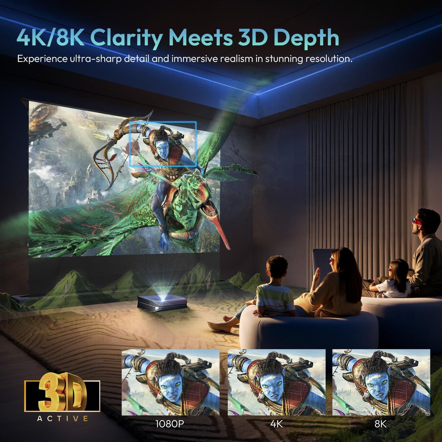 NothingProjector Motorized ALR Screen for Ultra Short Throw Projector, 85% Ambient Light Rejecting, 100 inch, Floor Rising, 4K/8K UHD, Active 3D, Anti Daylight, Electric Retractable Automatic NothPJ