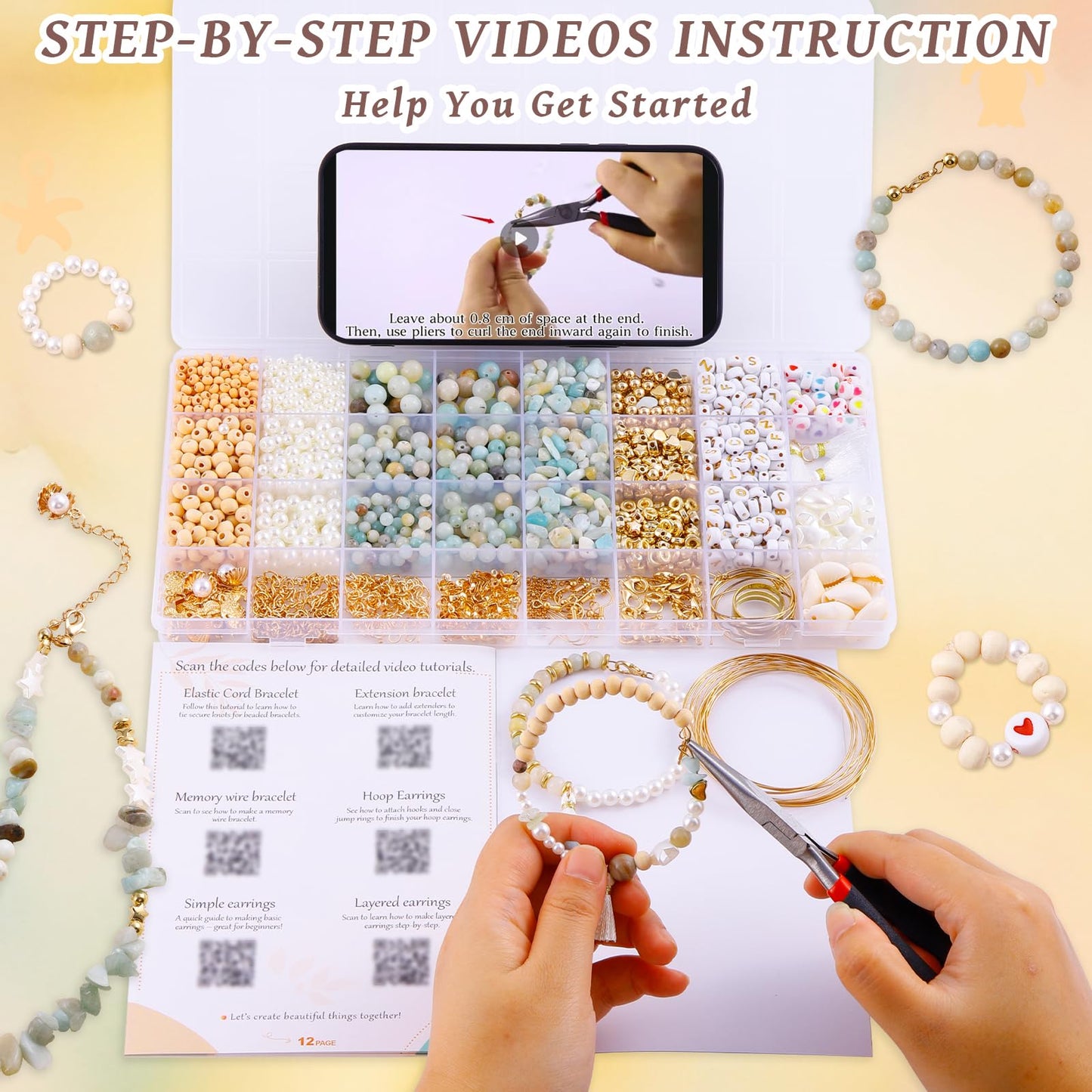 Wurosi 1927 PCS Jewelry Making Supplies Kit, Charm Bracelet Making Kit for Adults, Natural Stone Beads for Irregular Natural Stone, DIY Bracelet/Necklace/Earring/Rings