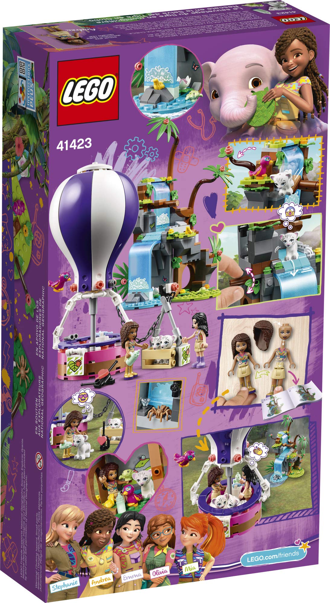 LEGO Friends Tiger Hot Air Balloon Jungle Rescue 41423 Friends Adventure Set Features a Toy Hot Air Balloon Friends Buildable Figures for Hours of Creative Fun (302 Pieces)