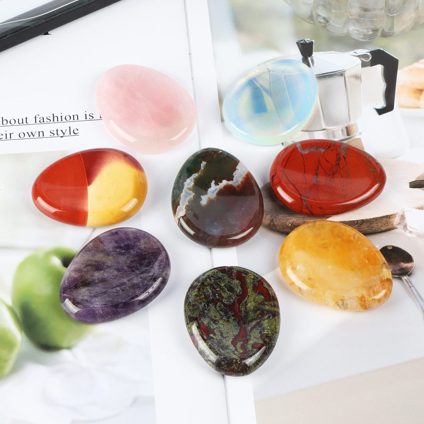 Artistone Citrine Crystal Thumb Worry Stone Hand Carved Healing Crystal Pocket Stone for Meditation Reiki, Water Drop Shaped (Pack of 2 Pieces)