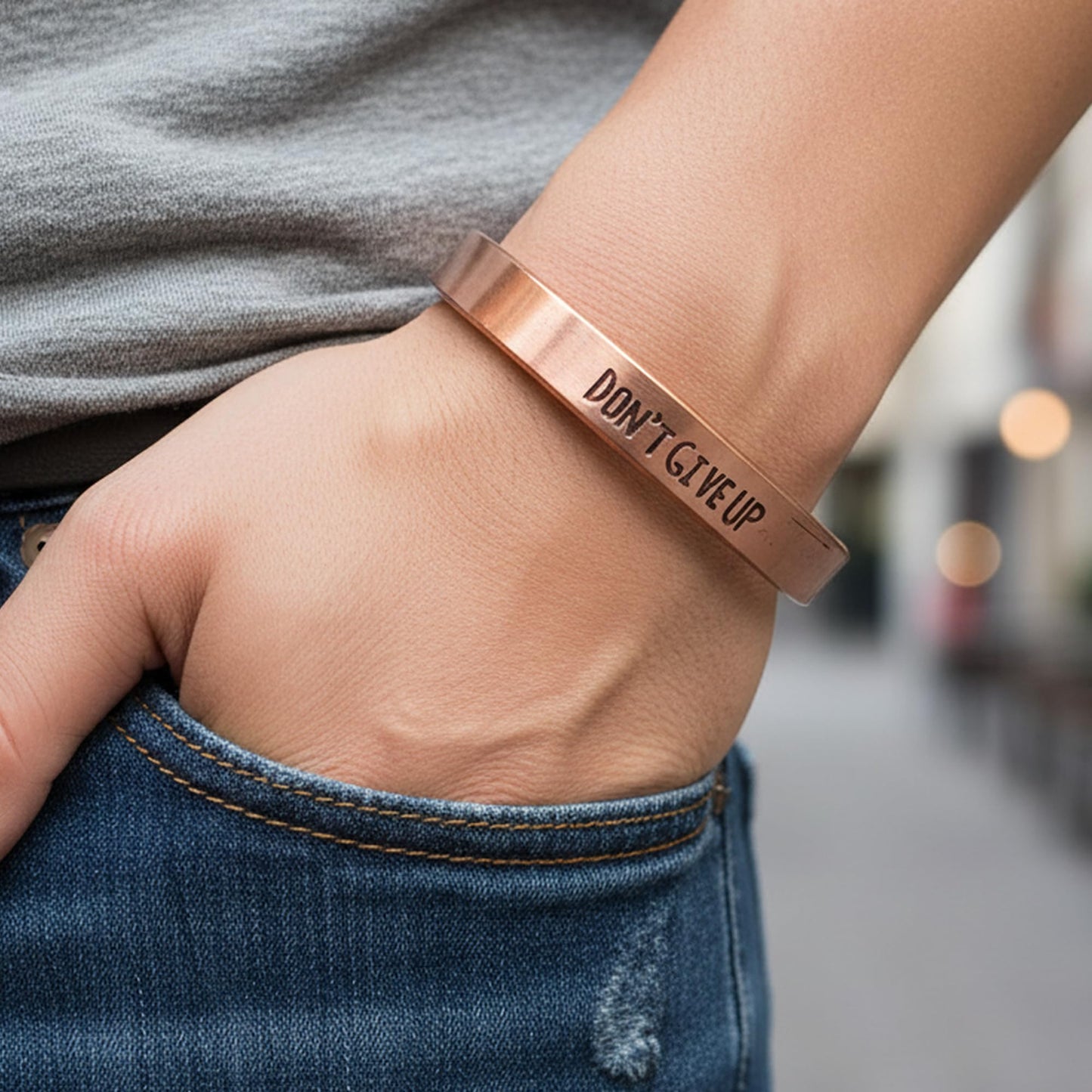 Touchstone Inspirational Copper Engraved Magnetic Bracelets for Women-Personalized Jewelry Gifts for Best Friend/Mom/Daughter/Sister - Adjustable Bracelet in a Gift Box Don't Give Up