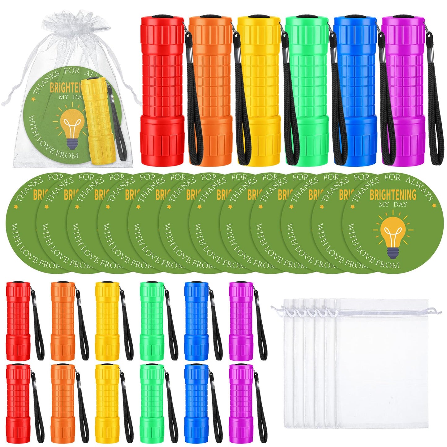 VIHOSE 36 Pcs/12 Set Christian Gifts Bulk You Brightening My Day Flashlights Set 12 LED Lights 12 Bible Verse Cards 12 Bags for Religious Church VBS Sunday School Classroom Reward Exchange Gift
