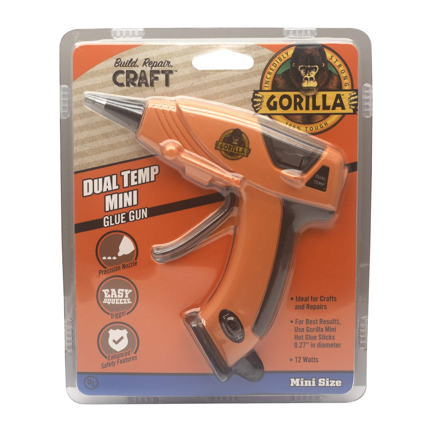 Gorilla Dual Temp Mini Hot Glue Gun Kit with Gorilla Hot Glue Sticks (75 Count)