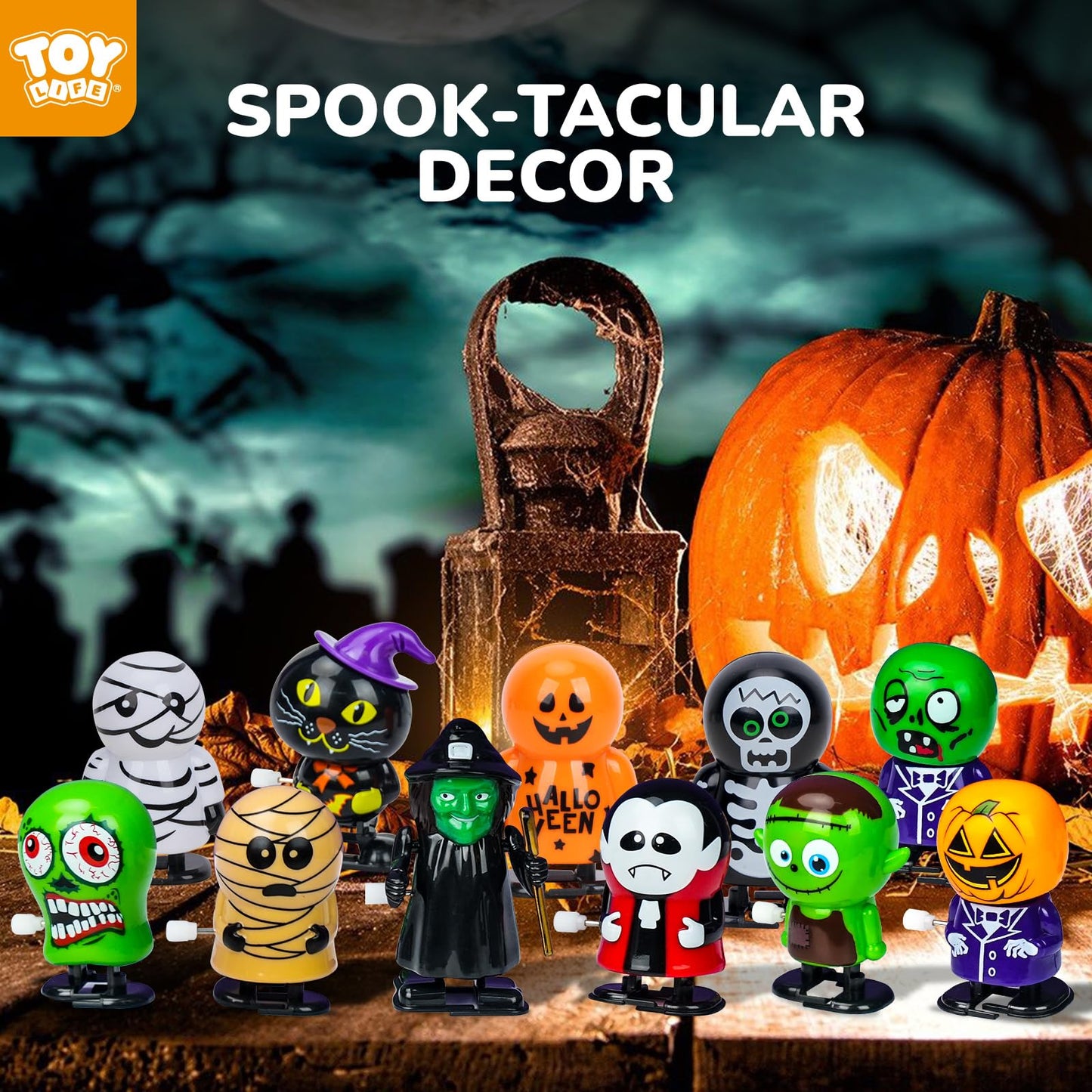 TOY Life 13 Pcs Halloween Wind Up Toys Halloween Party Favors for Kids Toddler Halloween Bulk Toys for Treat Bags Halloween Goodies Bag Stuffers Fillers Halloween Treats Toys for Kids Boys Girls