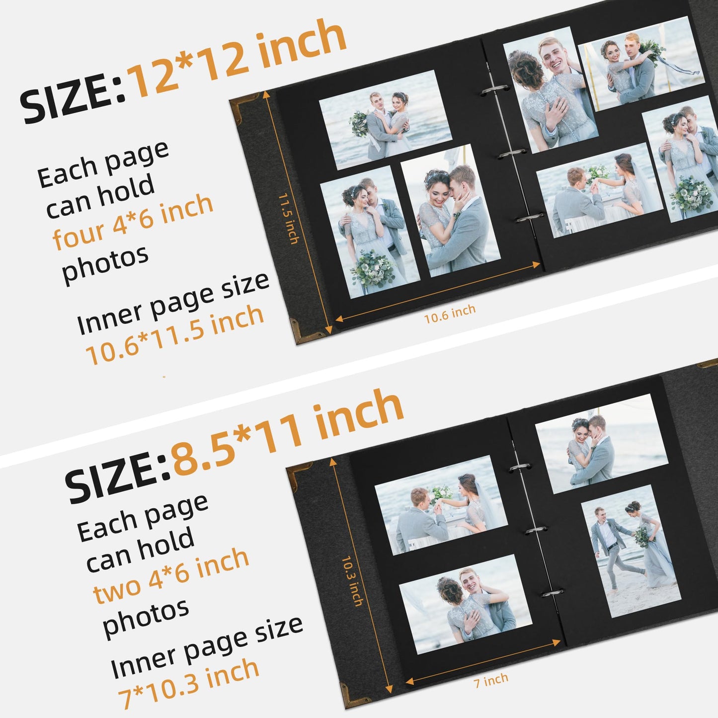 Vienrose DIY Scrapbook Photo Album Kit with Pens Tapes and Stickers 60 Pages Hardcover 8.5x11 Inches 3 Rings Removable Black Paper Scrapbooking for Lover Friends Kids Wedding Black