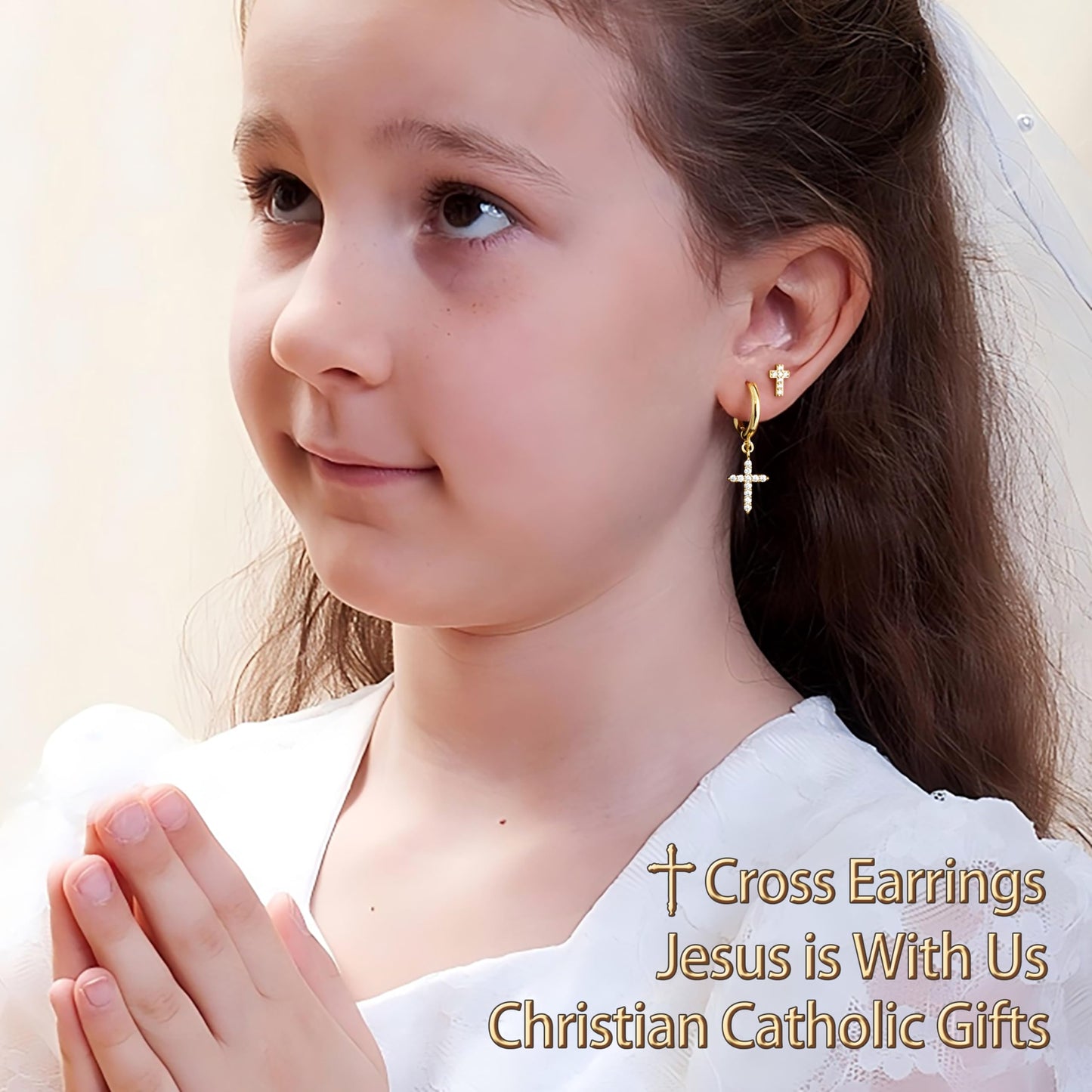 Cross Earrings for Women, Gifts for Christian, Christian Catholic Religious Baptism Jewelry Gift for Men Women Faith, Jesus Stuff, Cute Christian Jewelry Set Gifts Trendy Stuff