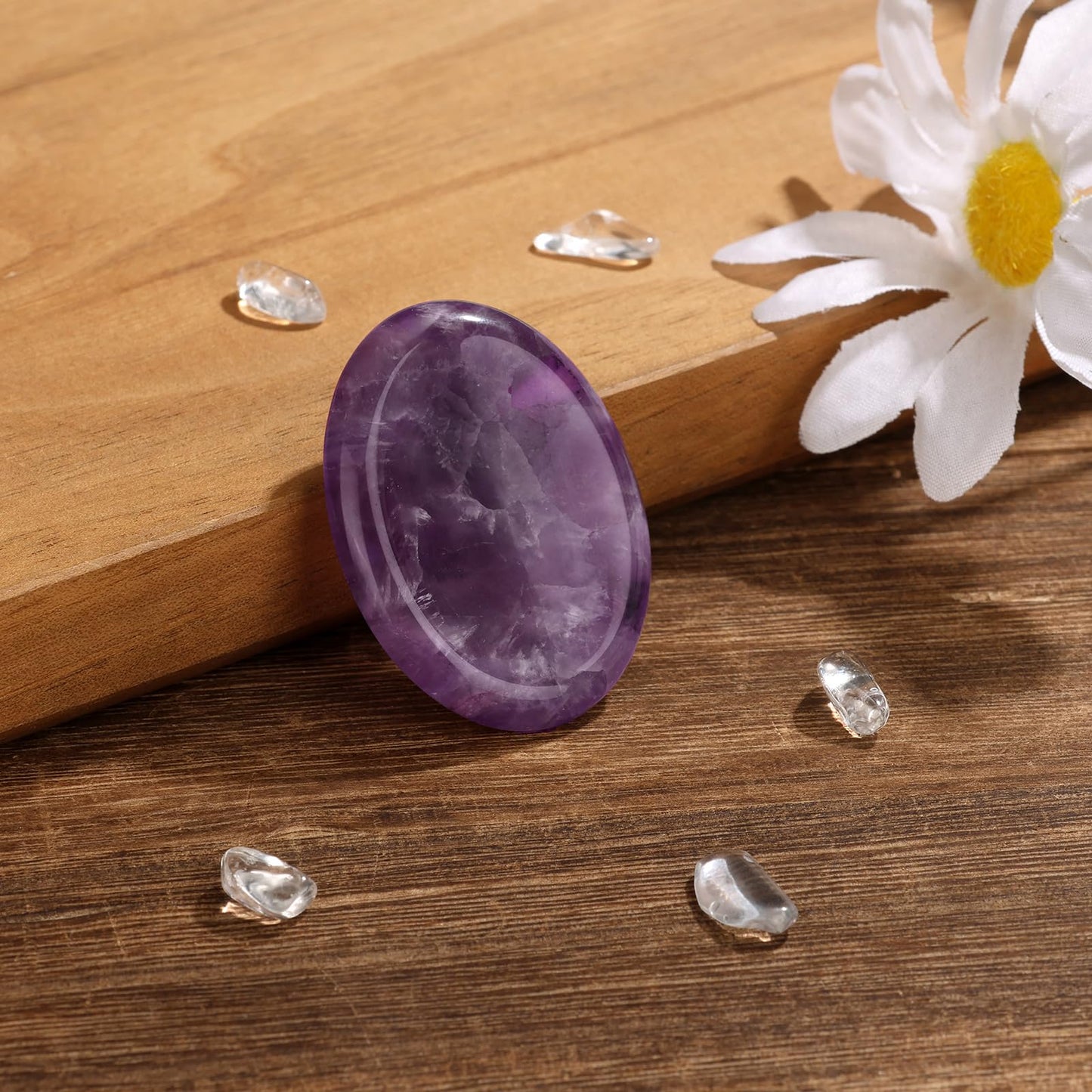 GolbalJew Amethyst Thumb Worry Stone for Anxiety Healing Crystals Sets, Hand Carved Crystals and Healing Stones, Meditation Crystal Reiki Natural Relax Palm Stone for Anxiety Therapy Relief