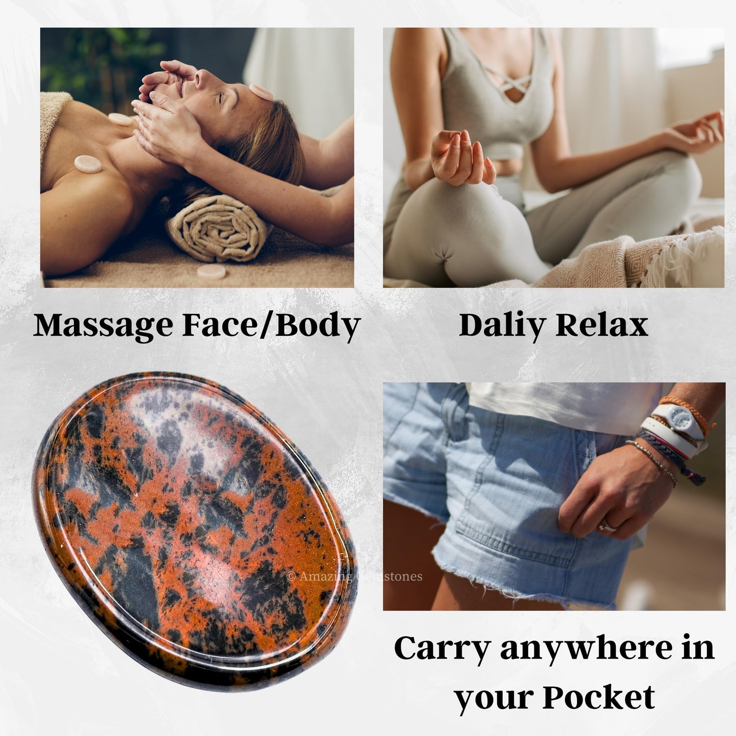 Amazing Gemstone Mahogany Obsidian Worry Stone Crystals and Healing Stones - Worry Stones for Stress Relief Gifts - Piedra Crystal Fidget for Meditation - Unique Stocking Stuffers Gifts for Women, Men