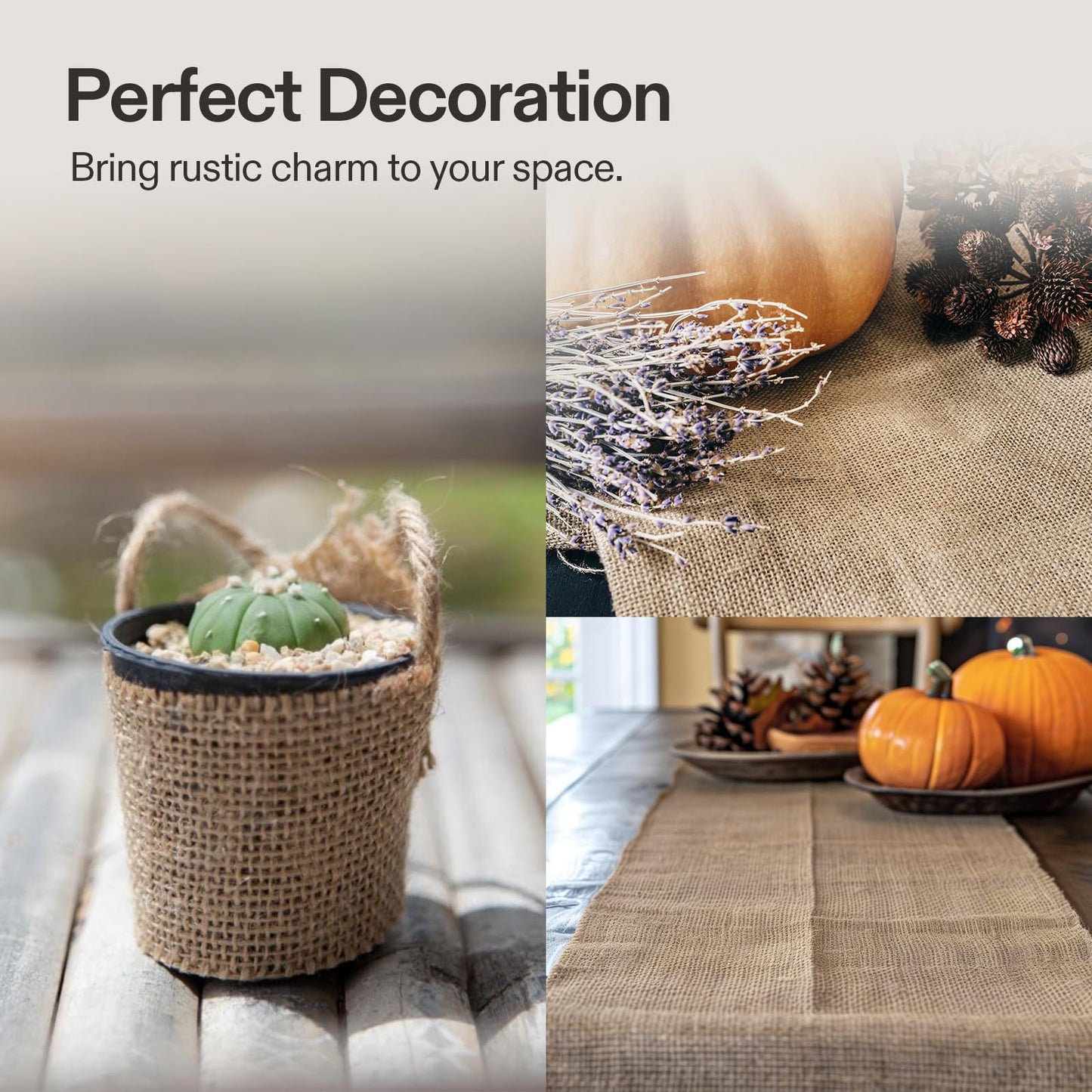 VIVOSUN 63 in x 30 ft Premium Burlap Fabric, 10 oz Heavy Duty High Density Natural Jute Fiber, Multipurpose Burlap for Gardening, Outdoor Plant Care, Weed Barrier, DIY Crafts, and Decoration