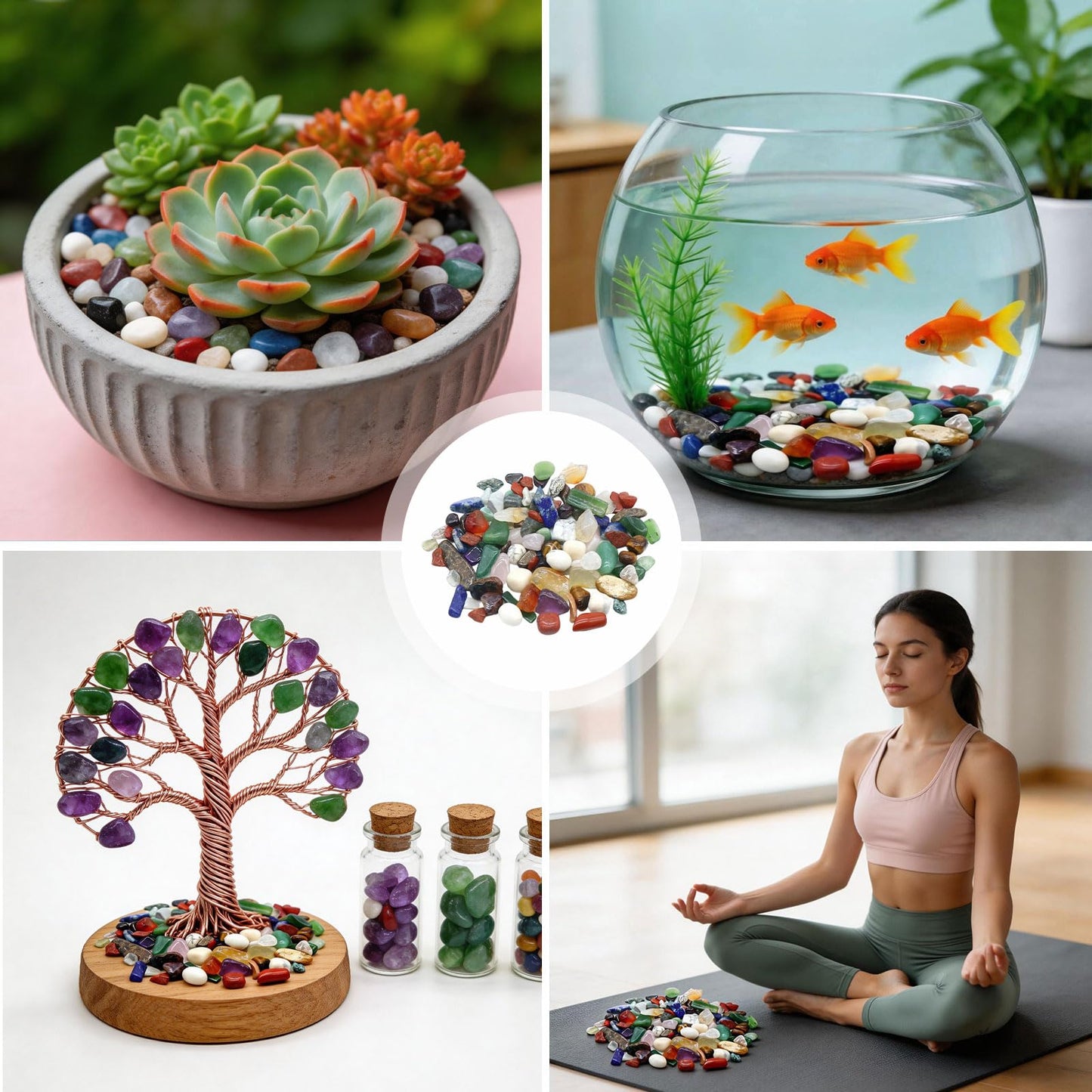 HLILai Multicolor Healing Crystal Stone Set, 90 Pcs Gemstones, 0.5-0.8"Handpicked Tumbled Stones and Crystals Bulk for Healing, Reiki, Meditation, Witchcraft and Home