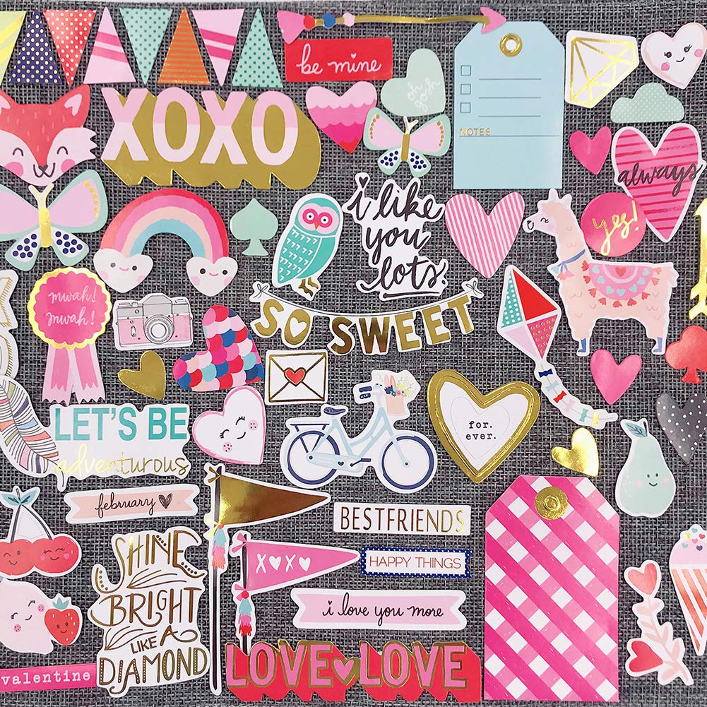 Scrapbook Stickers,80pcs Cardstock Stickers Love Stickers Decorative Masking Stickers for Personalize Laptop Scrapbook Daily Planner and Crafts