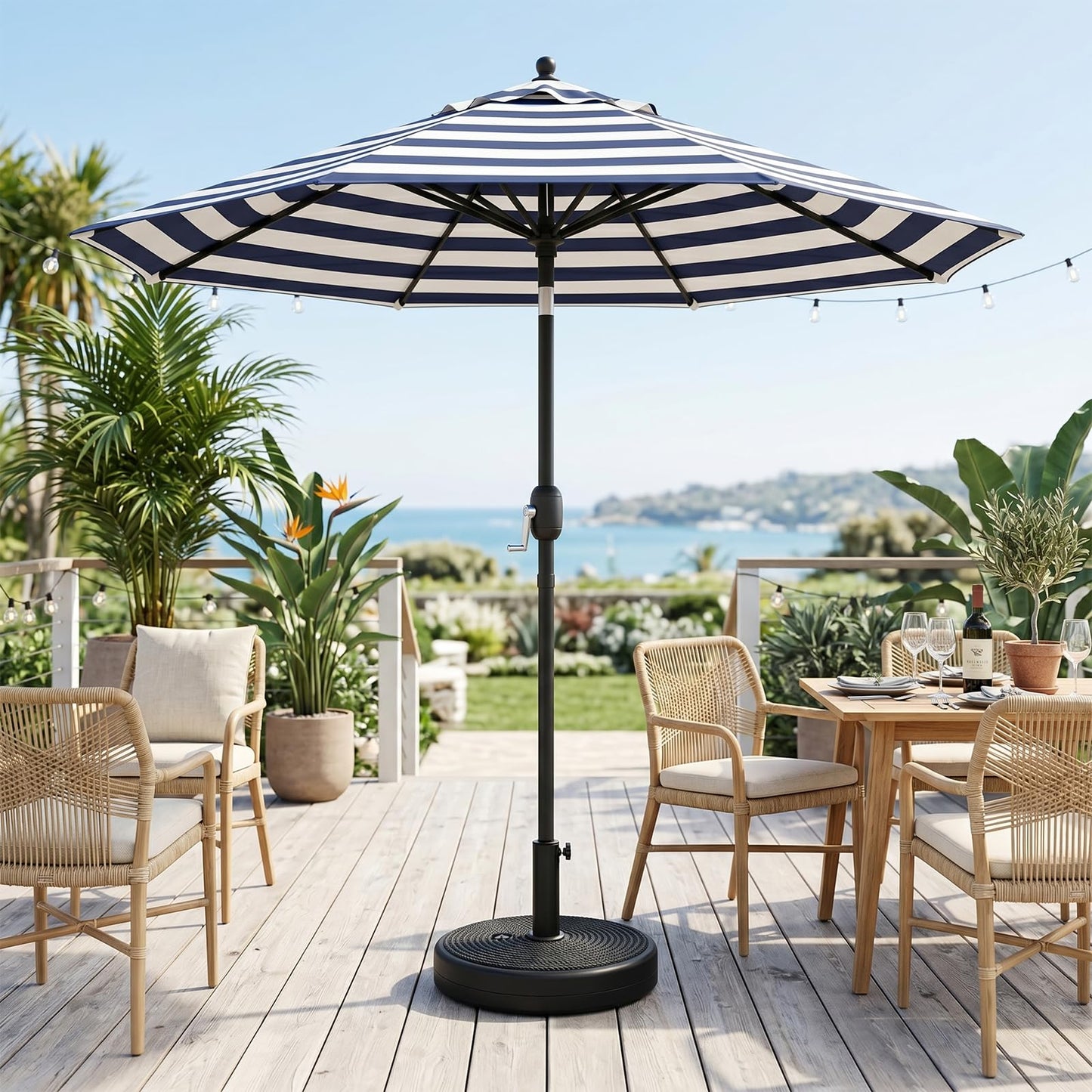 T&Jero Round Heavy Duty Plastic Patio Umbrella Base Stand Weight for Outdoor, 59 lb with Water and Sand Filled, Black