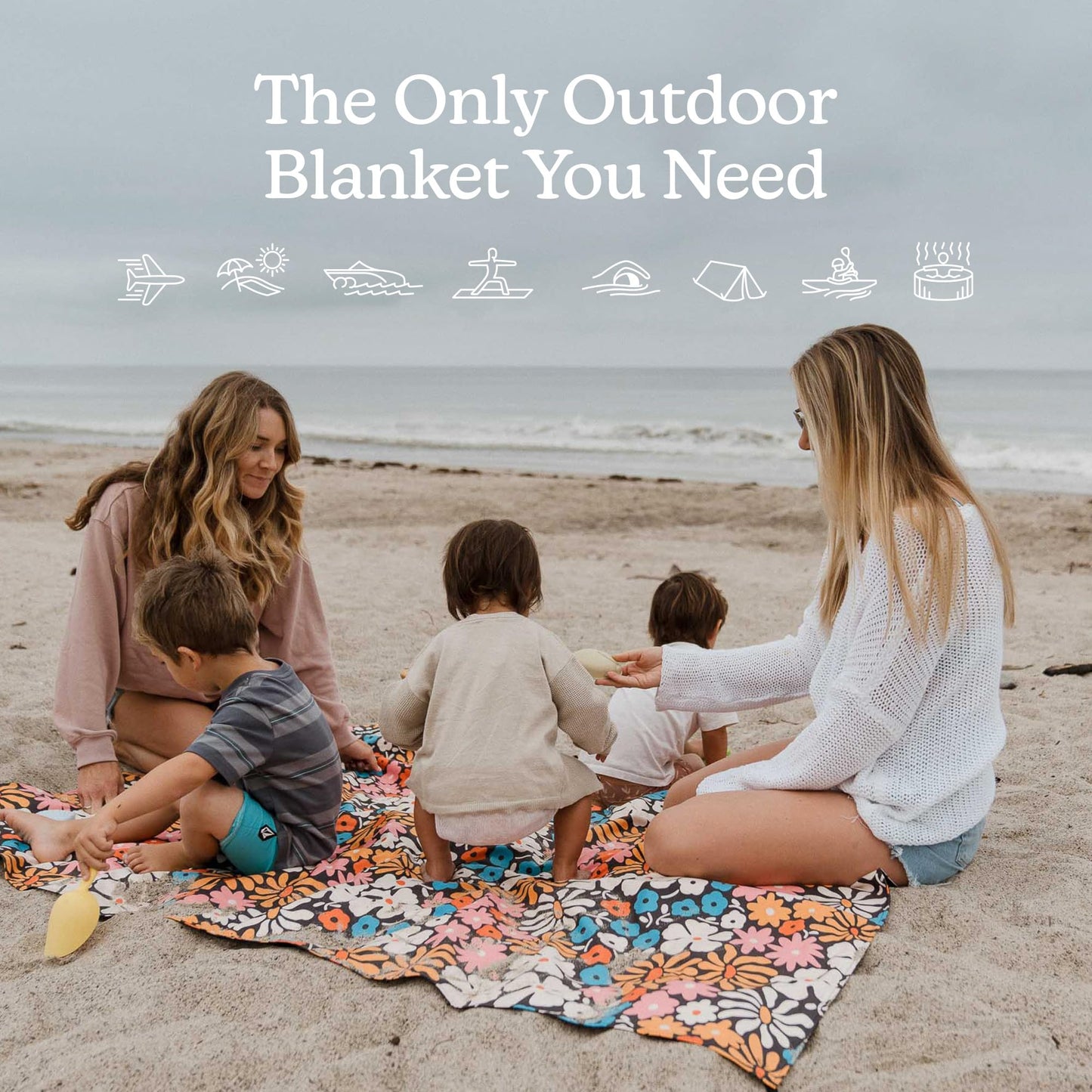 Nomadix Festival Blanket - Perfect for Picnics, Camping, & Lawn Seating - Plush Top & Water Resistant Base - Made with Post Consumer Recycled Materials - Hula Multi - 60x72