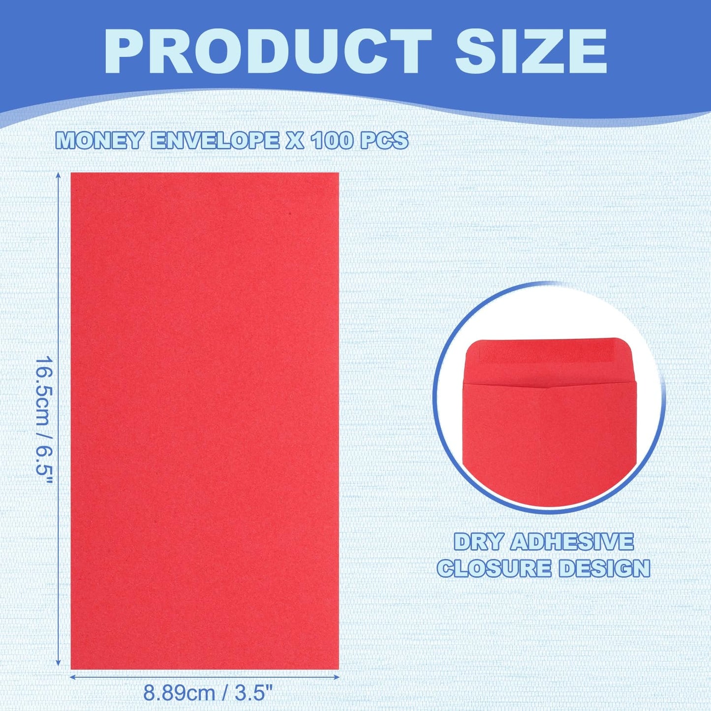 PATIKIL Money Envelope, 100 Pack 6.5" x 3.5" Cash Envelopes Money Holder Bags Budgeting Saving Challenge Letter for Gift Coins Checks Tickets Jewelry Passport Card, Red