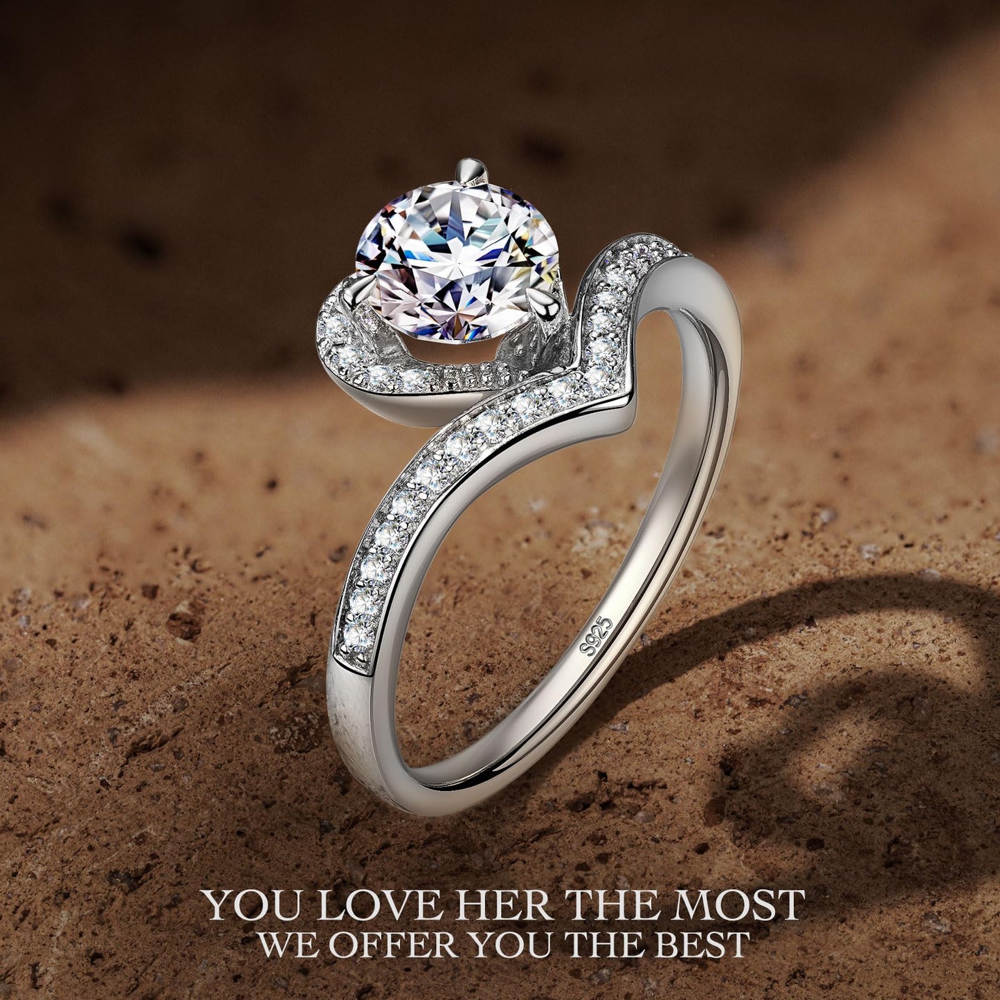 Kate Lynn Moissanite Rings for Women, 925 Sterling Silver Rings Engagement Promise Wedding Anniversary Rings for Her Jewelry Gifts for Girlfriend Wife, 1CT D Color VVS1 Clarity Moissanite Jewelry