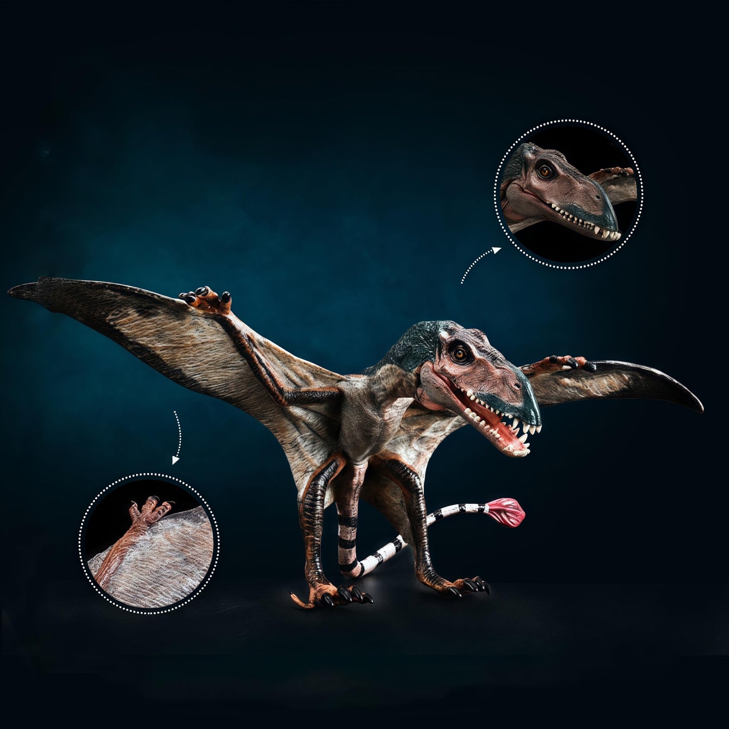 Gemini&Genius Pterosau Dinosaur Toys for Kids, Pterosaur Toy Figure, Flying Dinosaur Toys, Pterodactyl Toys, Pteranodon Figure Toys, Gifts or Cake Toppers for Kids（2Pcs）