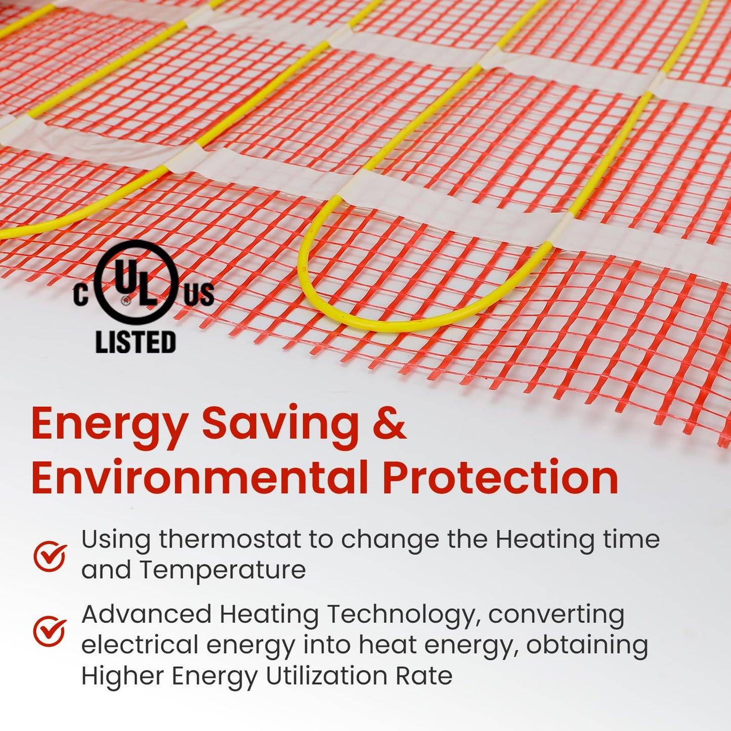 60 sqft HEATIT Warmmat Electric Radiant Self-adhesive Floor Heat Heating System & ET-7AW Thermostat & Alarm Monitor