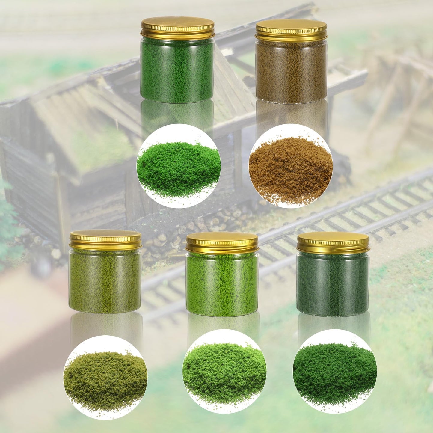 CoCud Model Grass Terrain Powder, 185ml Capacity, Fake Miniature Flower Grass Tree Sponge Green/Yellow - (Applications: DIY Dollhouse Fairy Garden Model Railway Landscape), 2-Pieces