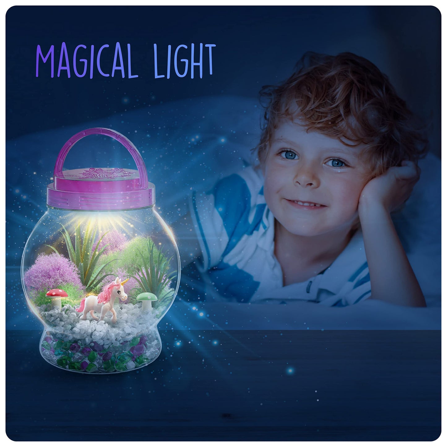 Dan&Darci Light-Up Unicorn Terrarium Kit for Kids - Kid Birthday Gifts - Best Unicorn Toys & Activities Kits Presents - Arts & Crafts for Girls & Boys Age 4 5 6 7 8-12 Year Old Girl Gift
