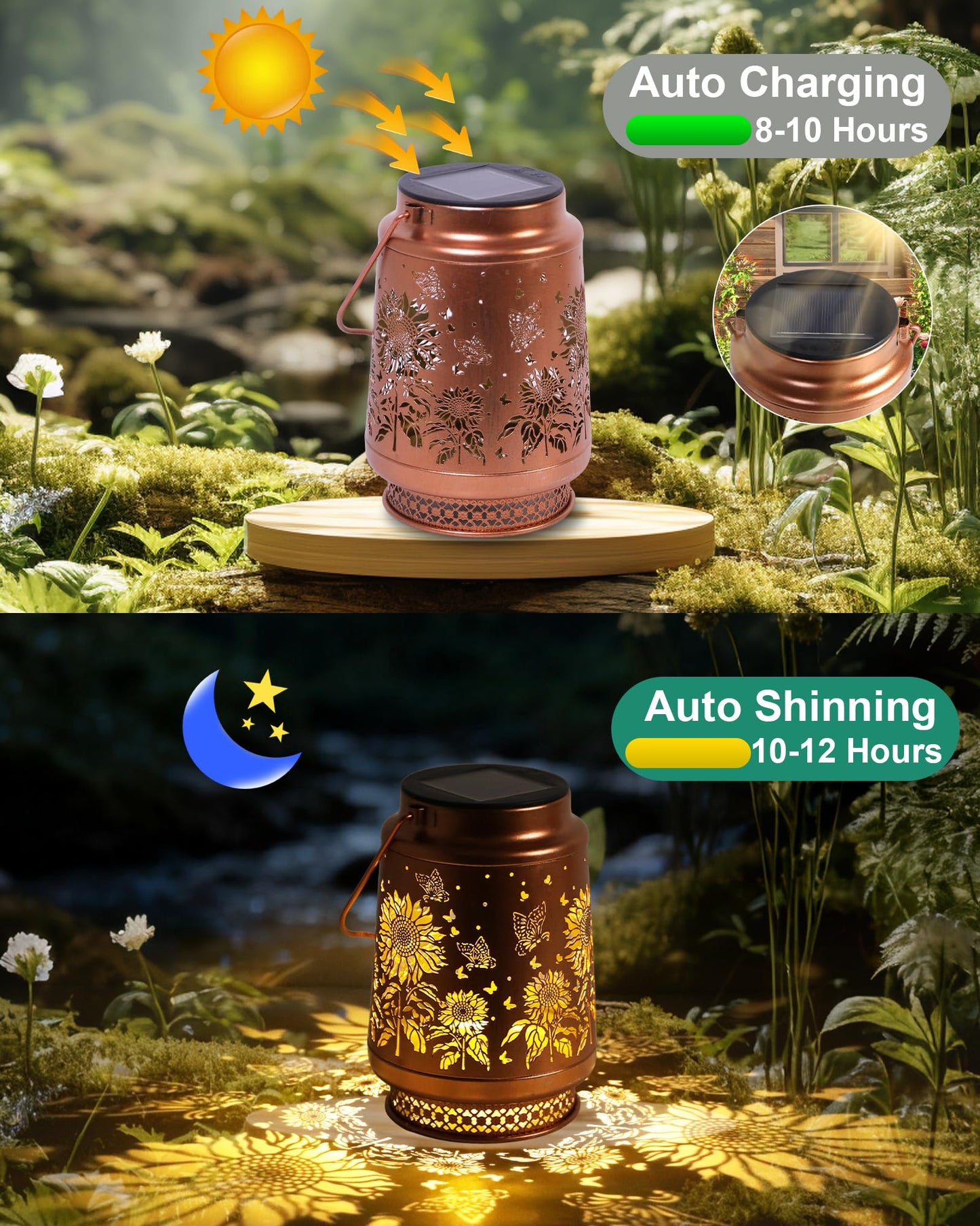 Sunflower Gifts for Women Sunflower Solar Lantern Birthday Gifts Mothers Day Gifts for Mom Grandma Sister Friend Garden Decor Metal Solar Hanging Lights Outside Decor for Yard Patio Porch Landscape