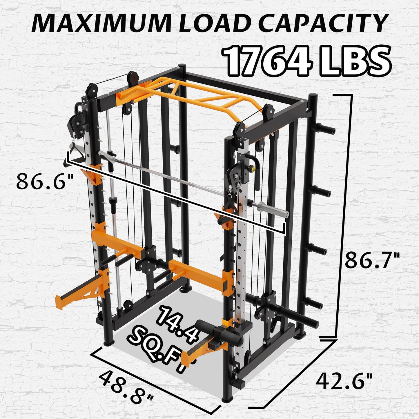 Fitvids Machine Power Rack Home Gym with Pulley System and Cable Crossover, Squat Rack and LAT Pulldown, Functional Trainer, Leg Extension and Curl for Full Body Strength Training