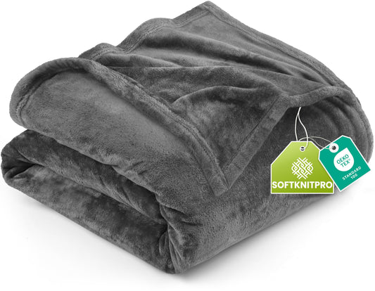 Utopia Bedding Fleece Blanket Queen Size Grey (90x90 Inches) Ultra Soft Warm Lightweight Microfiber Breathable Anti-Static Cozy Winter Bed Blanket, All-Season Home Decor Gift for Men & Women
