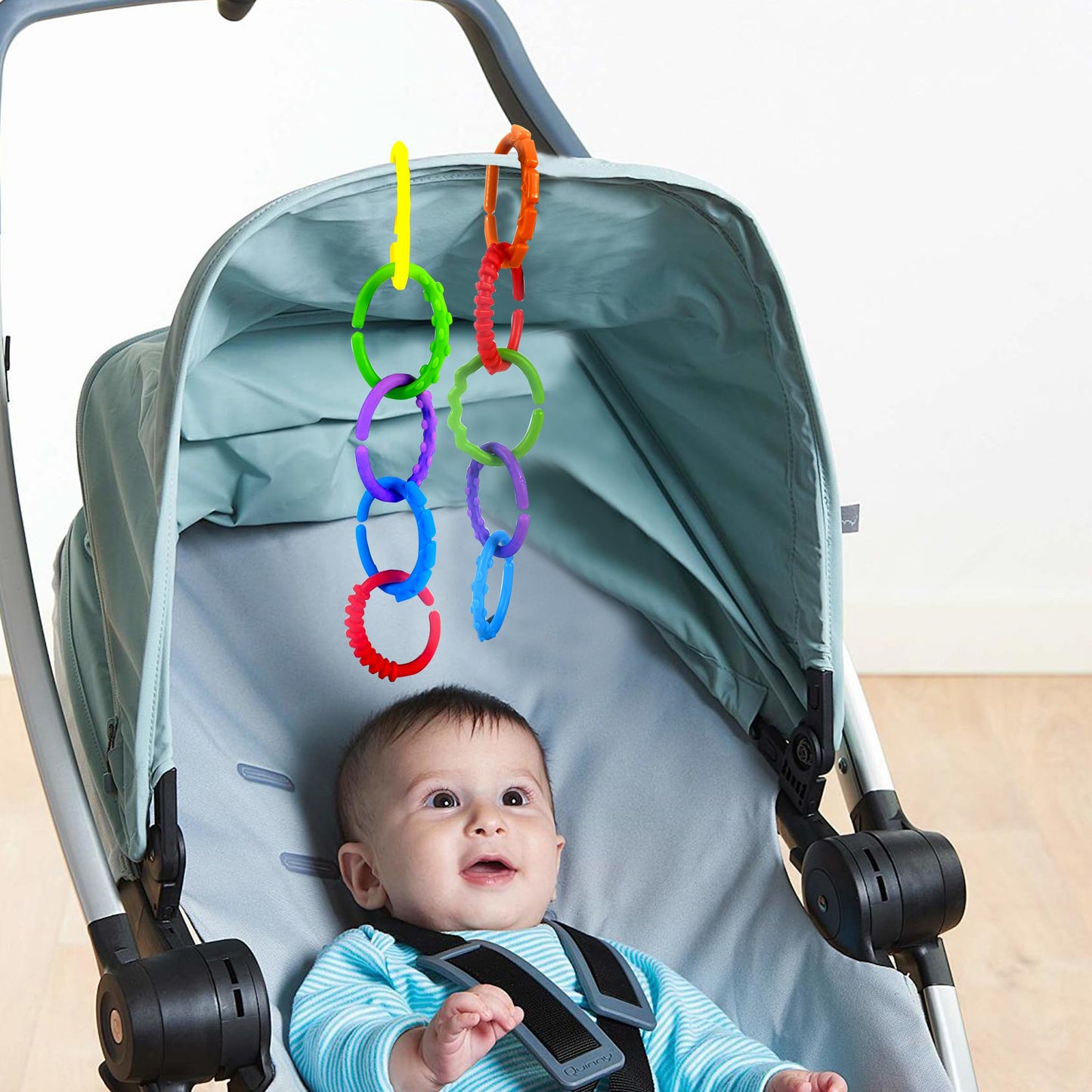 KUTOI Baby Rings Toy Links - 24 Pcs Colorful Teething Rings, Car Seat Toy Plastic Chain Links for Infants, Engaging car seat Toys, Hanging Baby Toys, Versatile Stroller Toy, Plastic Baby Toy