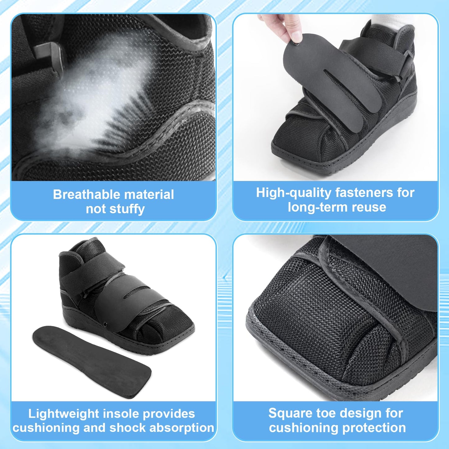 Estinko Closed Post Op Shoe Post Op Shoes Fracture Medical Walking Shoes for Men and Women-Post Surgery or Operation Foot Support Broken Foot or Toe Squared S