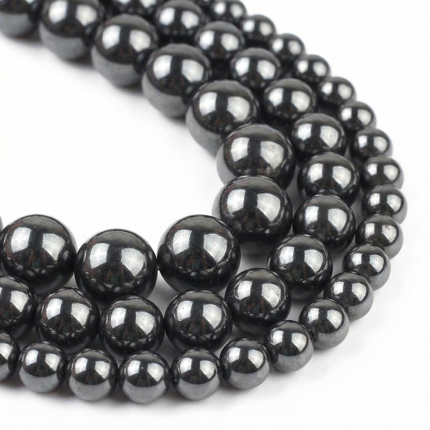 Yochus 45pcs Black Hematite Beads，8mm Healing Power Natural Stone Round Loose Beads for Jewelry Making Earring Necklace DIY Crafts