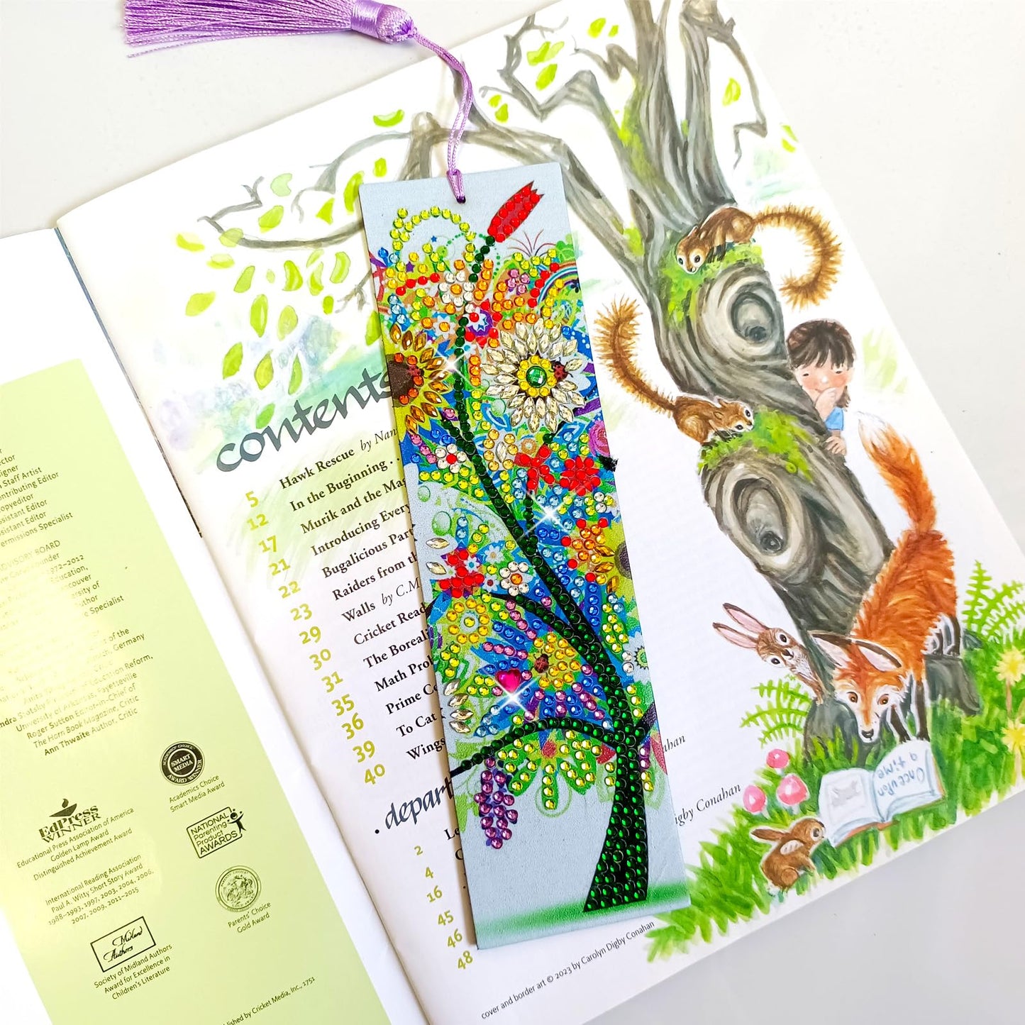 4 Pcs LINGFANG Diamond Painting Bookmark, Leather DIY Book Makers for Adults Book Lovers, Diamond Art Beginners, Small Diamond Art Kits, Paint by Art Crafts Supplies Gift for Girls (Season Tree)