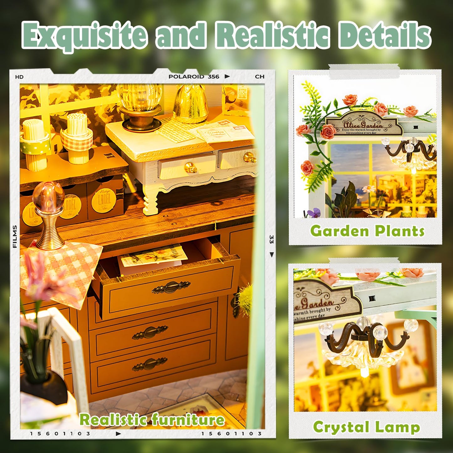 Foyucool Miniature House Kit, DIY Miniature Dollhouse Kit, Mini House Building Kits with LED, Unique Gift for Birthday Christmas Day, Flower Garden