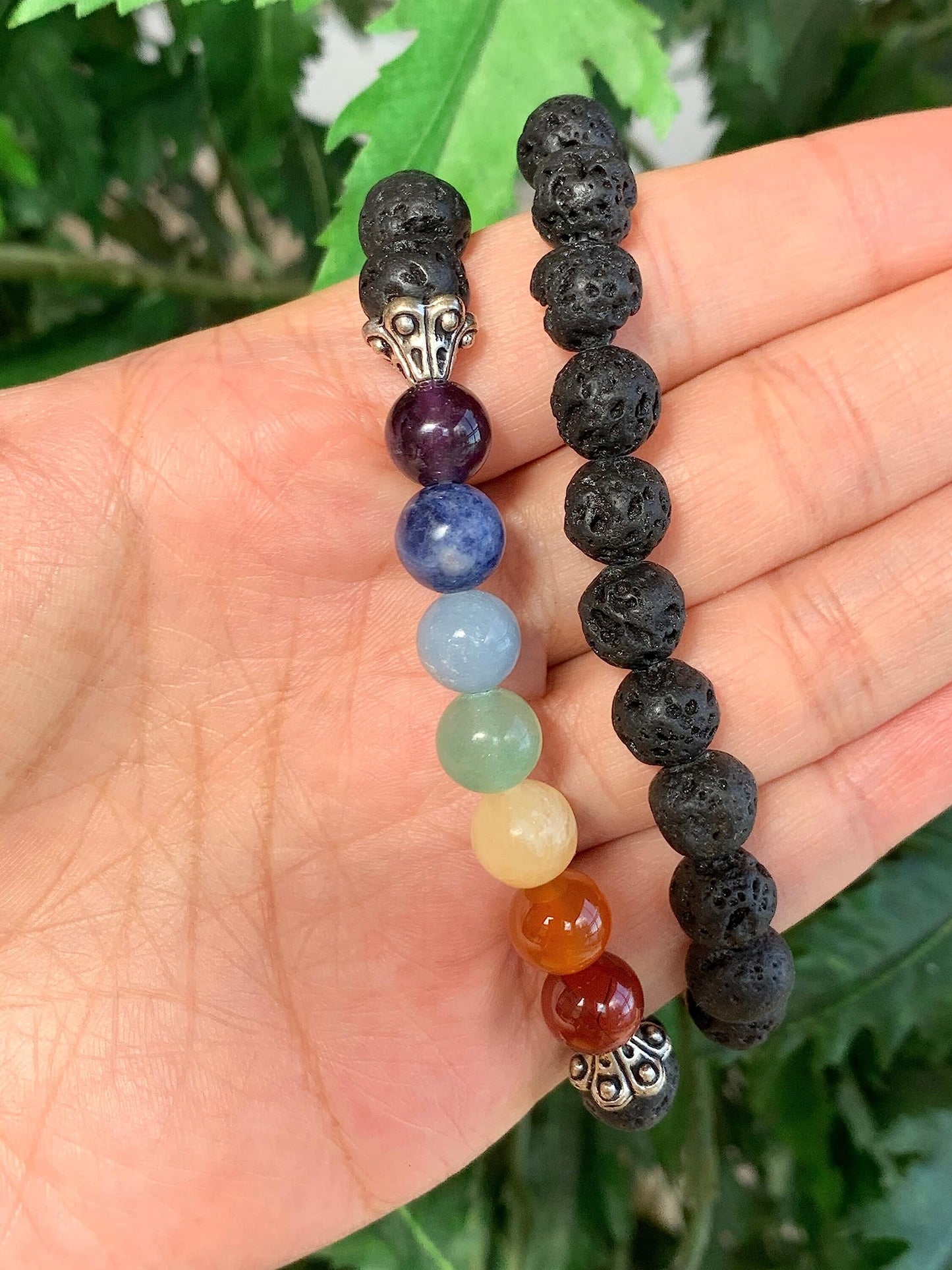 GAF TREASURES 7 chakra with Lava Crystal Bead Bracelet 8mm, Genuine 7 chakra with Lava Stretch Gemstone Bracelet, Healing Crystal Bracelet, Gift for Men & Women (1)